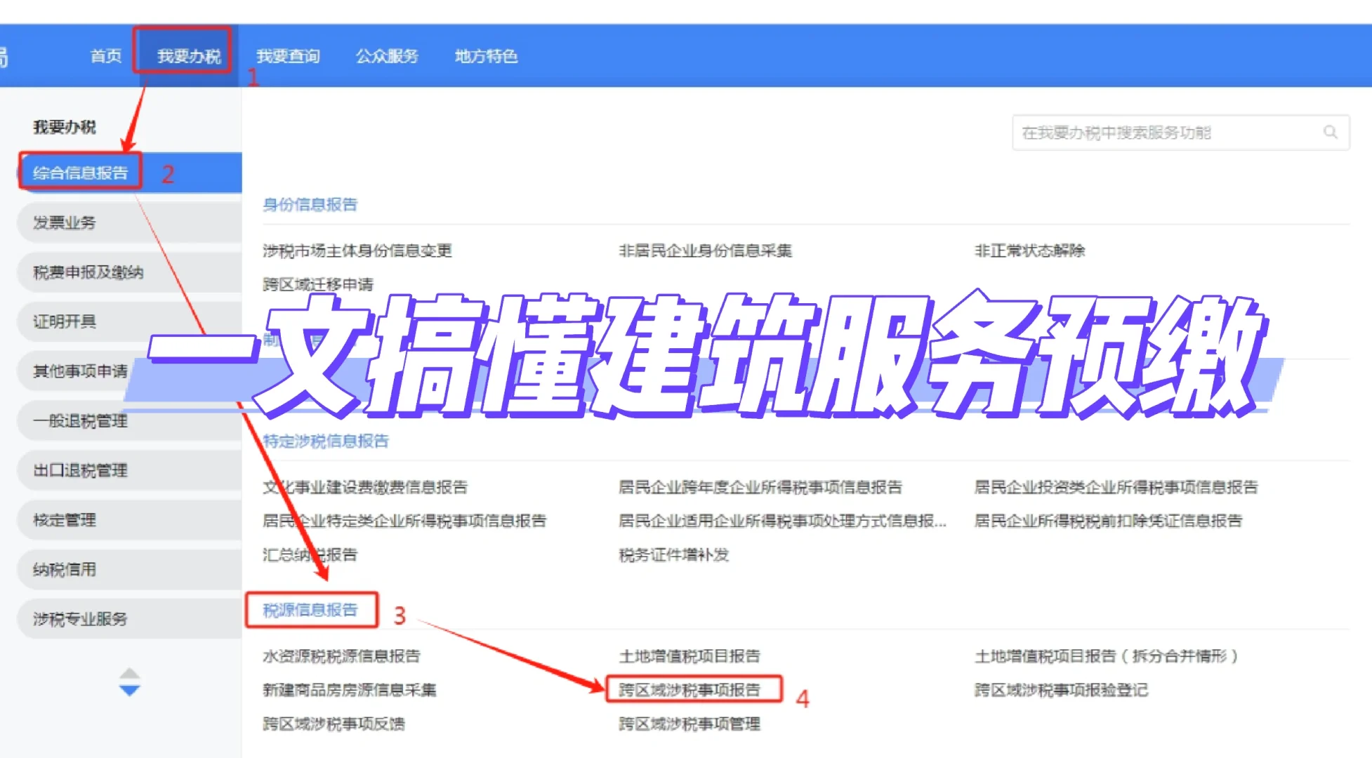 建筑服务新电子税务局异地预缴流程