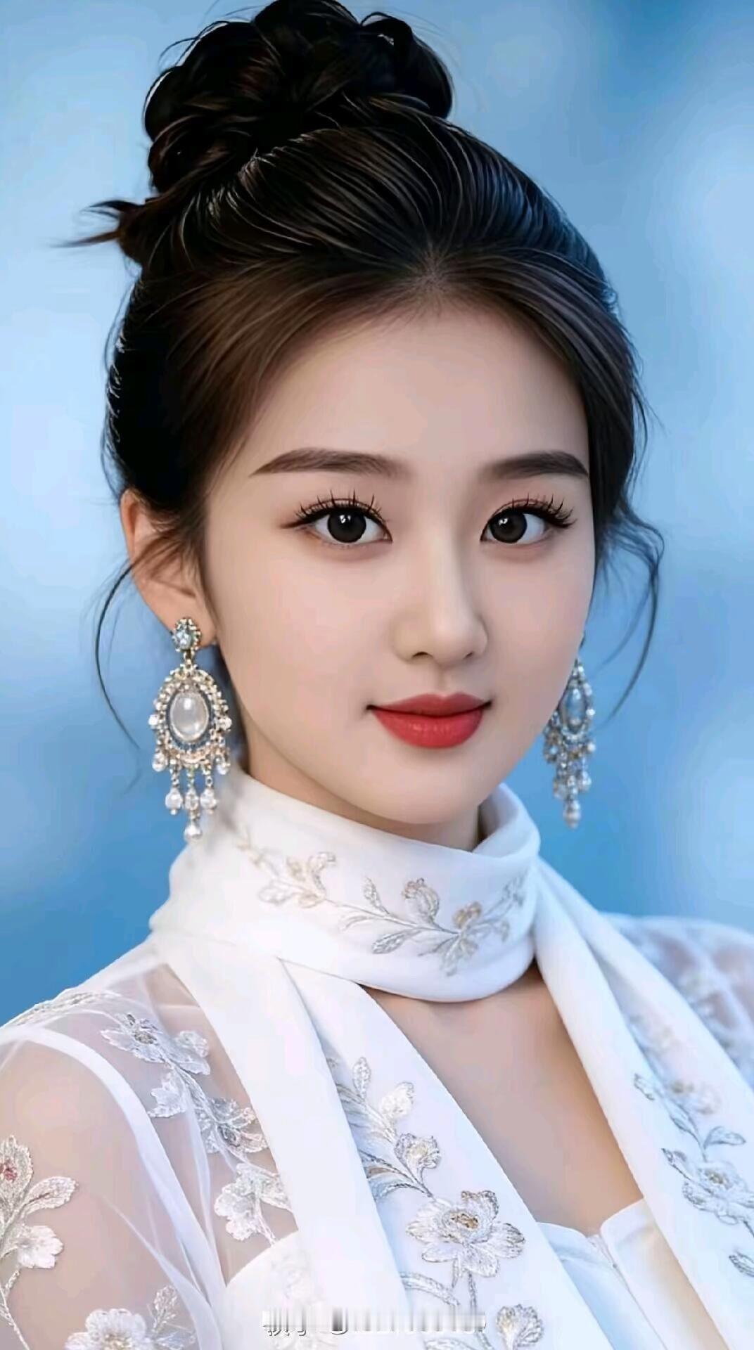 优雅白纱礼服，精致妆容，闪耀耳环，完美新娘造型！💍✨