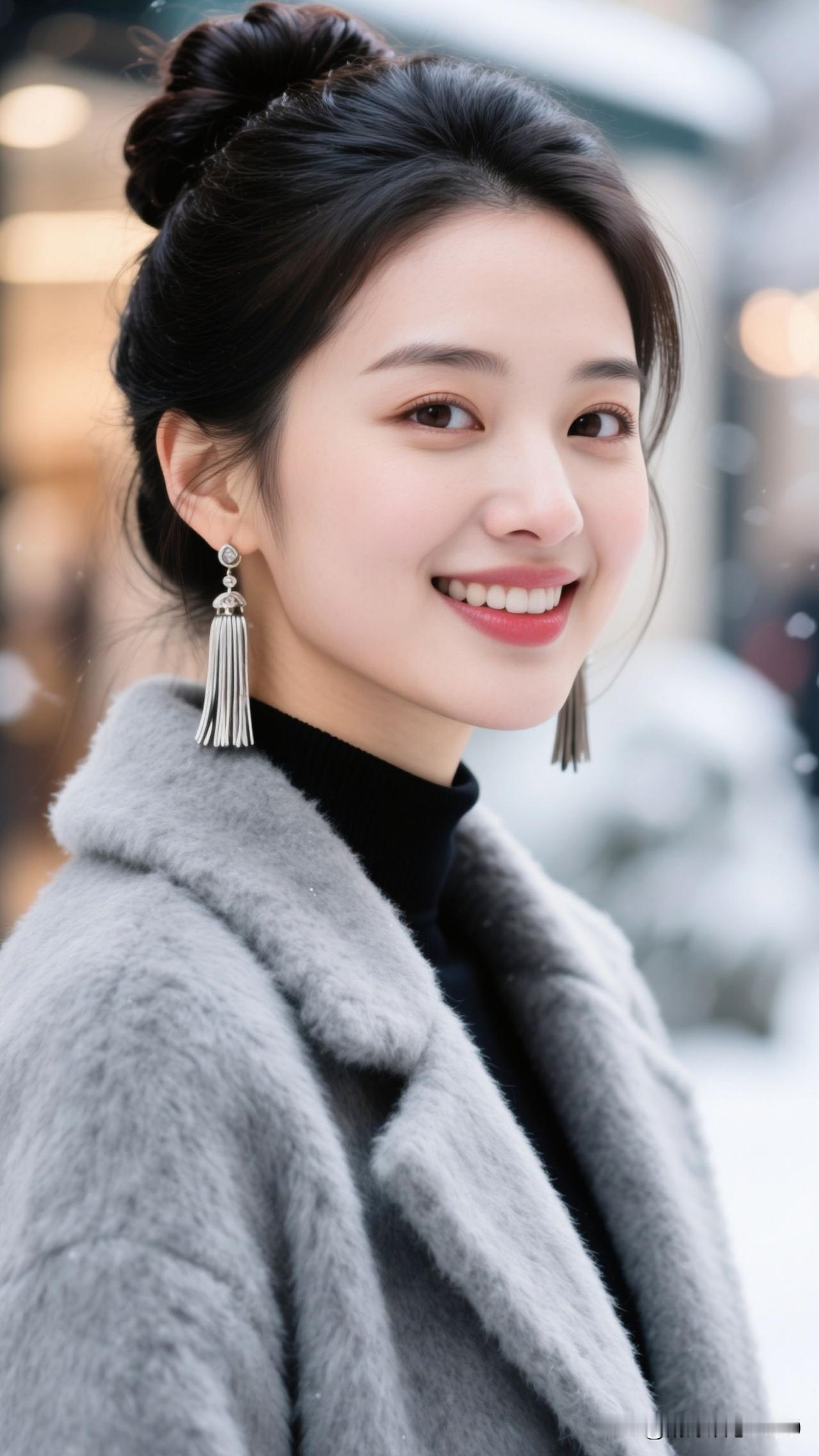 ✨ 把落雪的清冽、皮草的暖糯织进风里，耳饰摇着星屑，呼吸间都浸着妥帖的浪漫。冬日