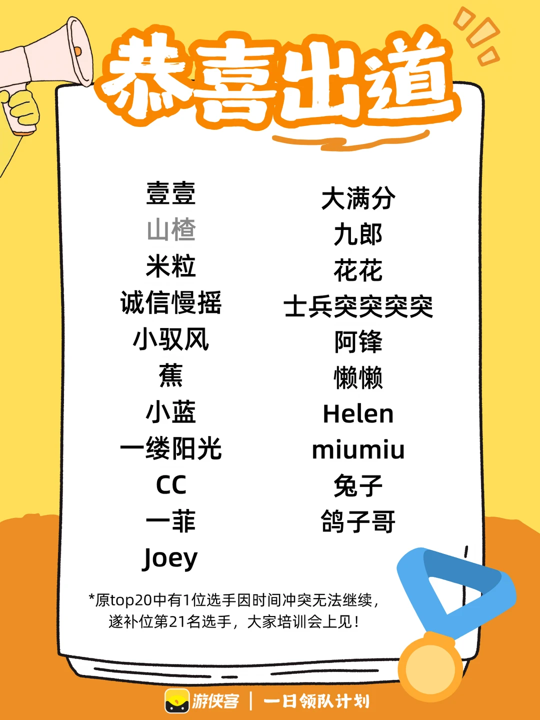 恭喜出道！期待你们以领队身份与大家见面