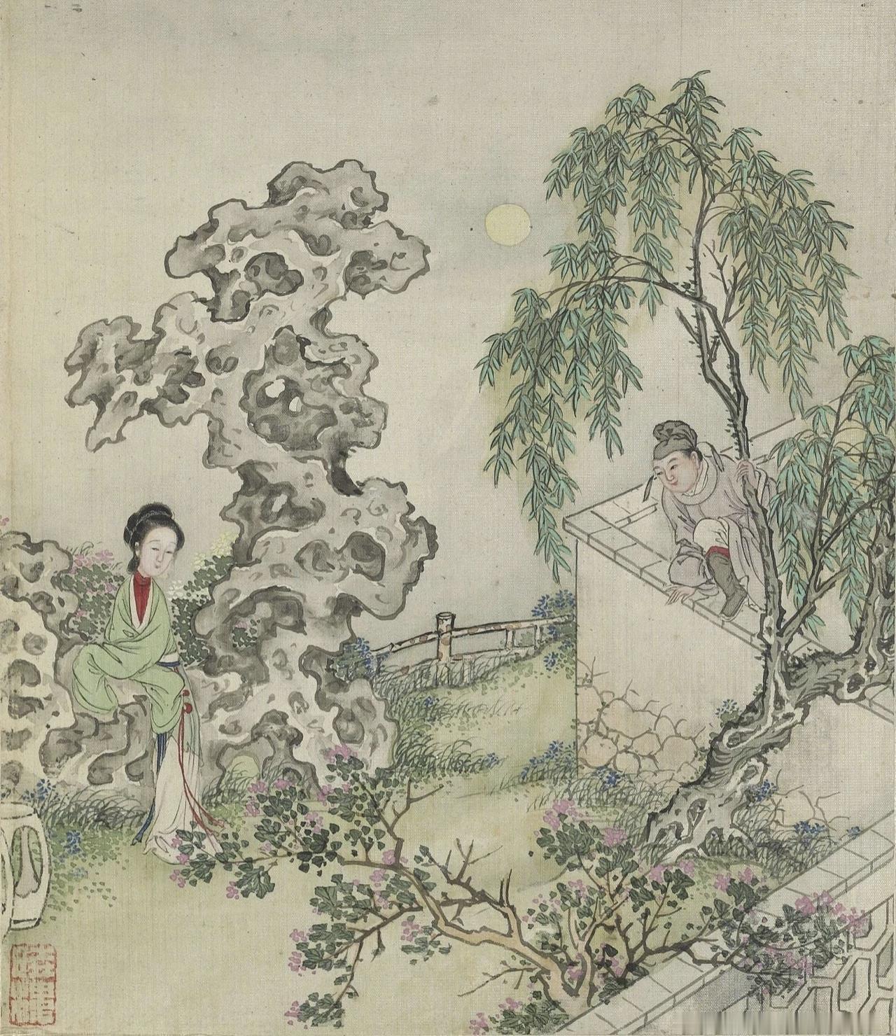 【国内无全本！流失海外的费丹旭《风月秋声》，看完读懂晚清仕女画】

清秋月色，庭