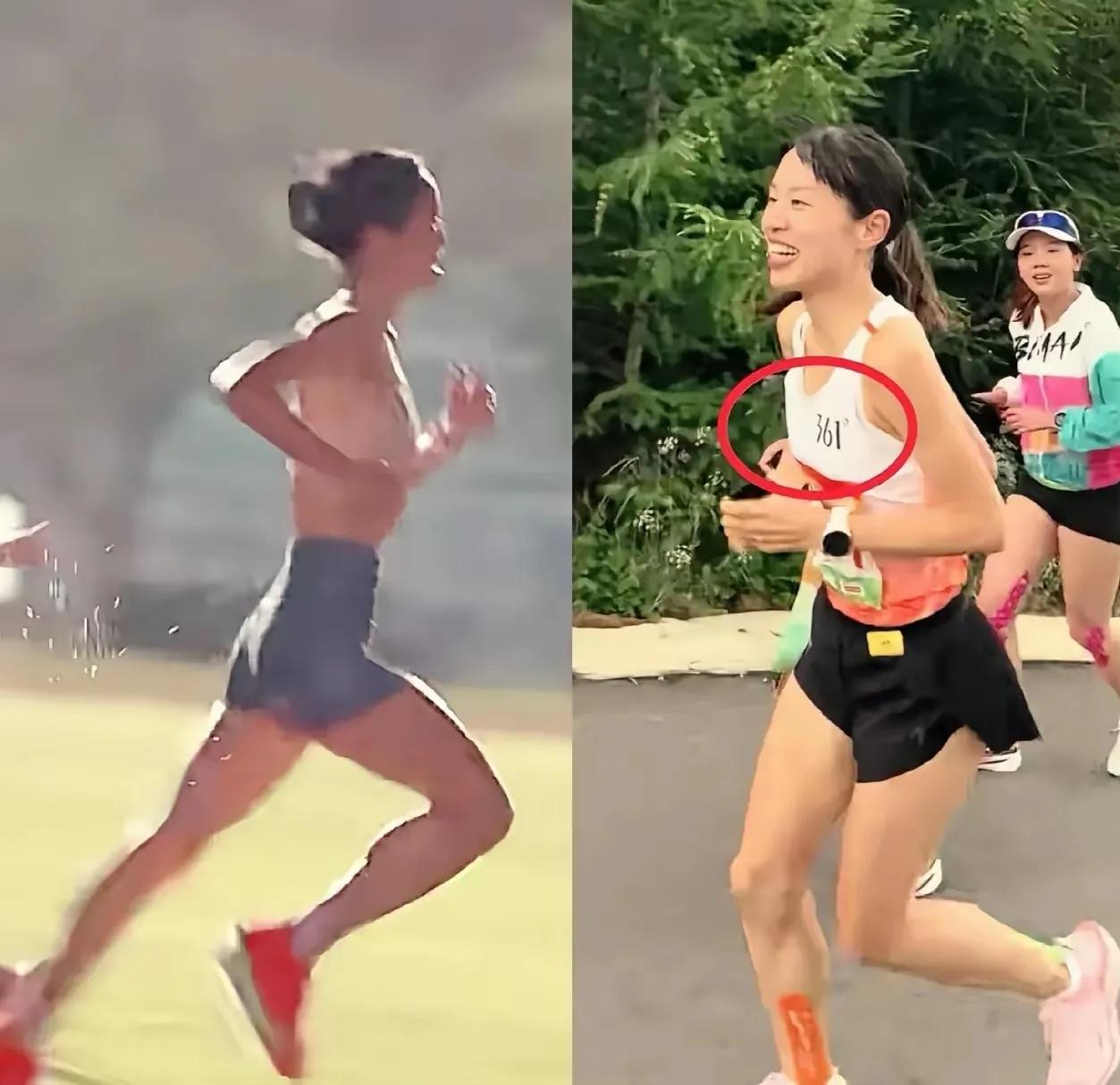 张水华又出来跑全马了！而且她的运动服还发生了变化。

因为她可能又跟361合作了