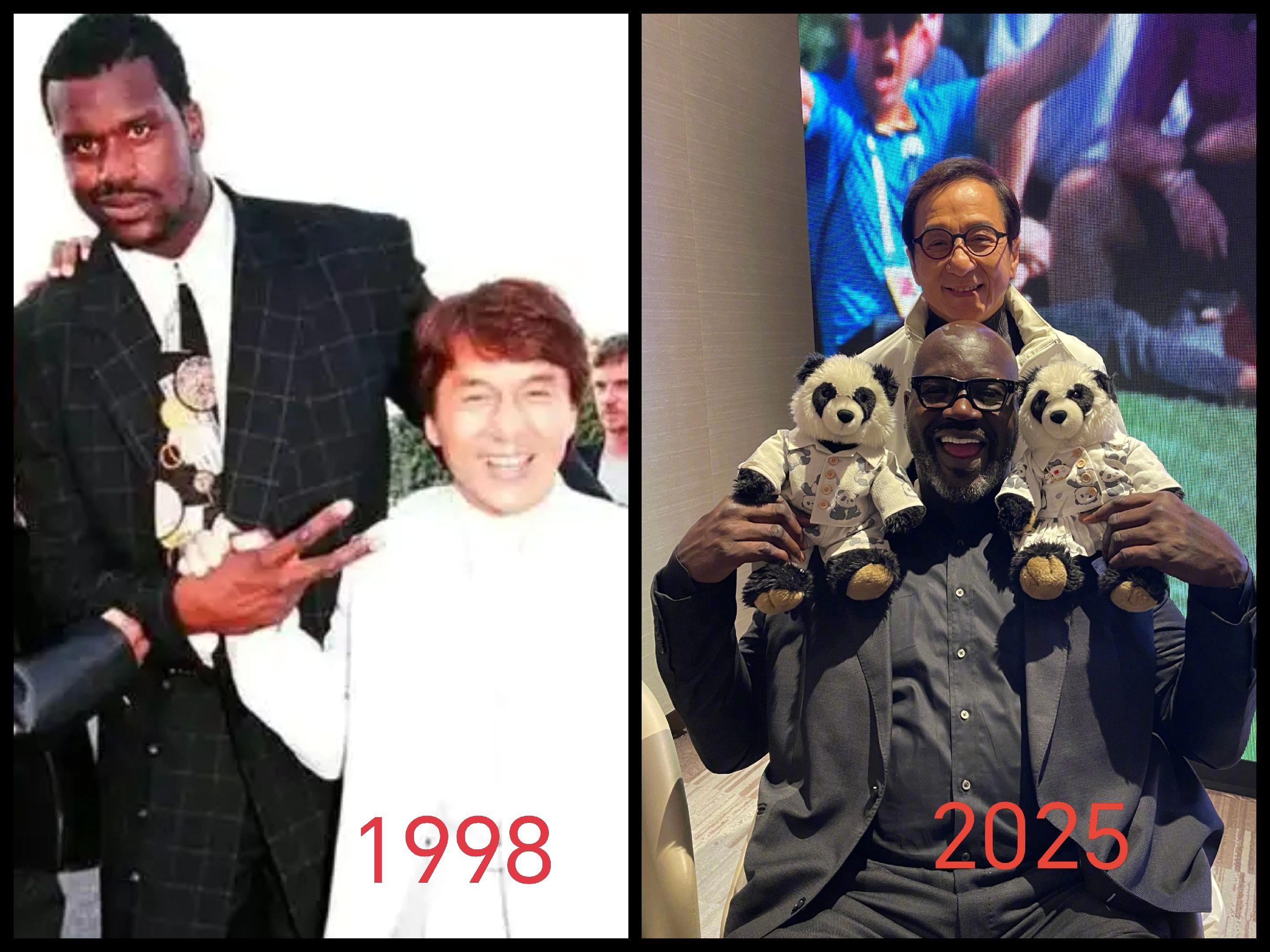 时隔 27 年，成龙大哥和大鲨鱼奥尼尔都带上了眼镜！岁月不饶人呀👍