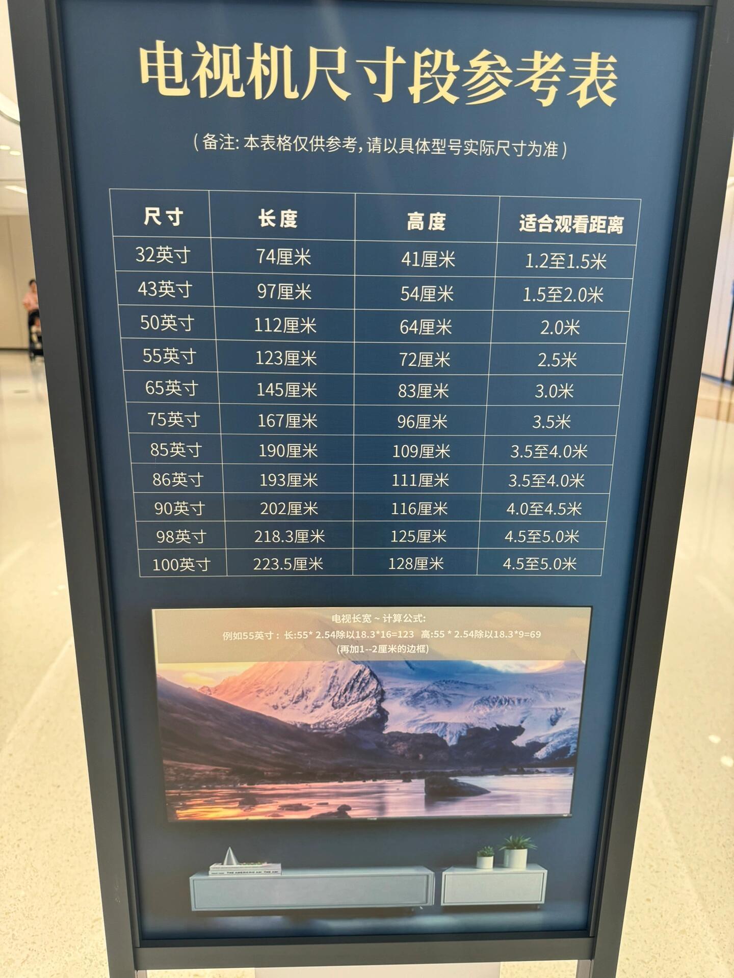 在胖东来搞清楚了各种电视尺寸，原来选电视尺寸还有这么多讲究，我还以为是根据钱包厚