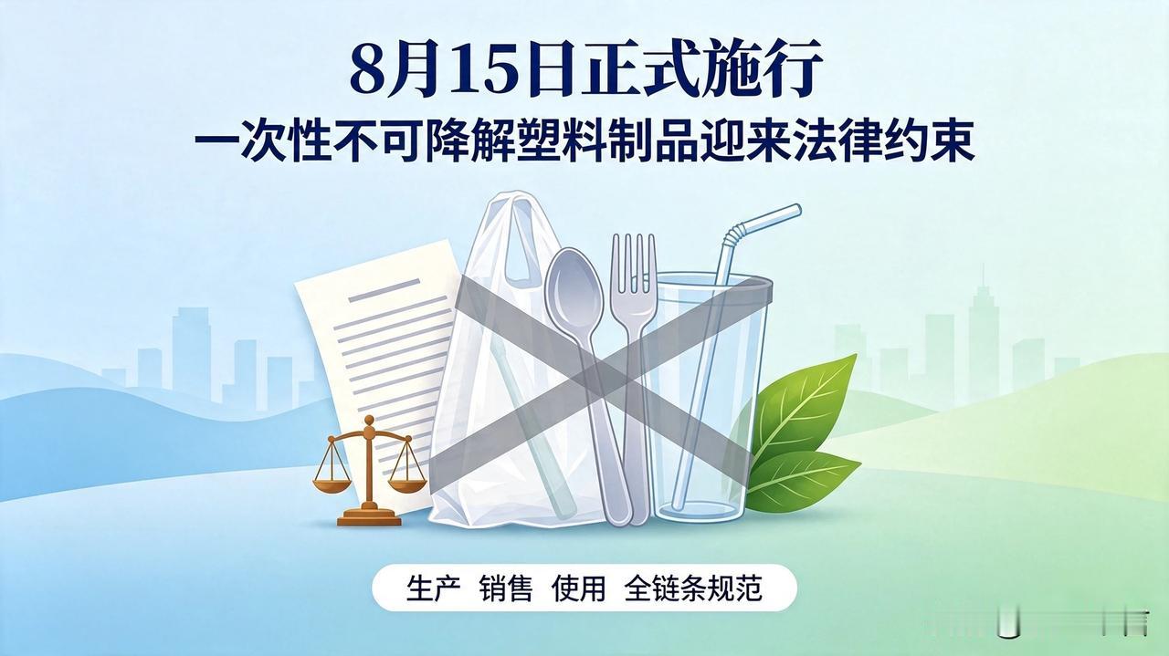8月15日正式施行！一次性不可降解塑料制品迎来法律约束

2026年8月15日，