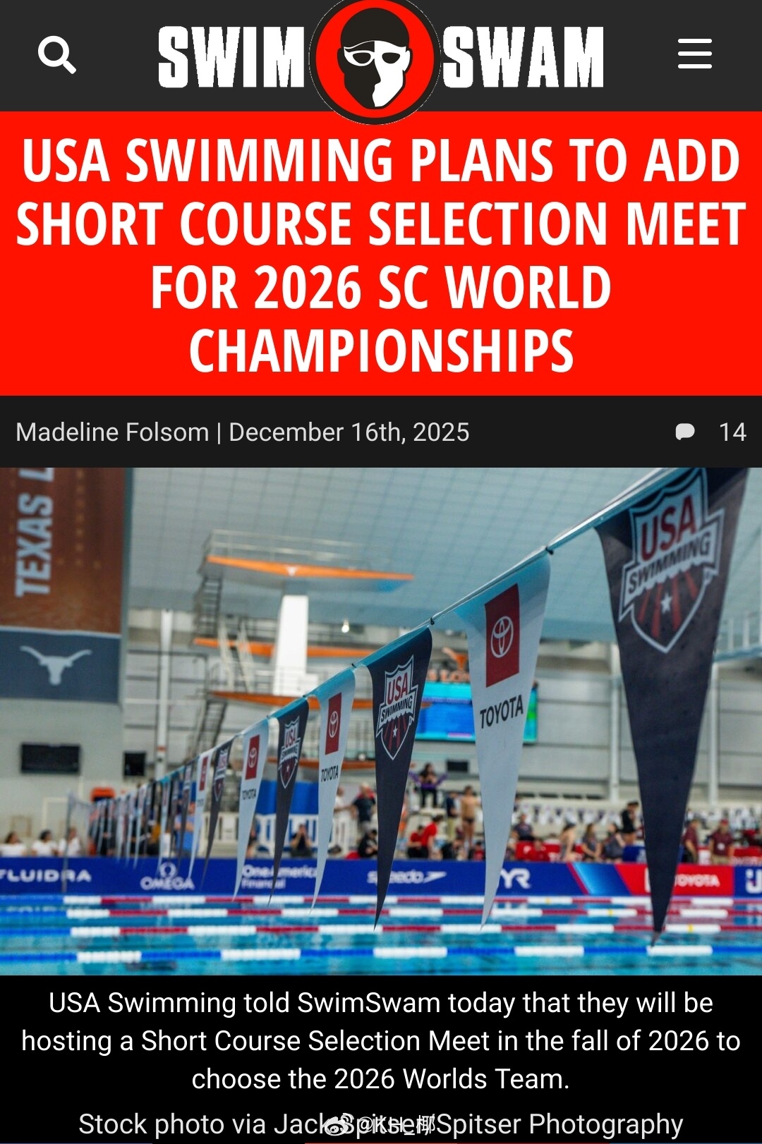 美国🇺🇸泳协计划明年为北京短池世锦赛举行专门选拔赛
