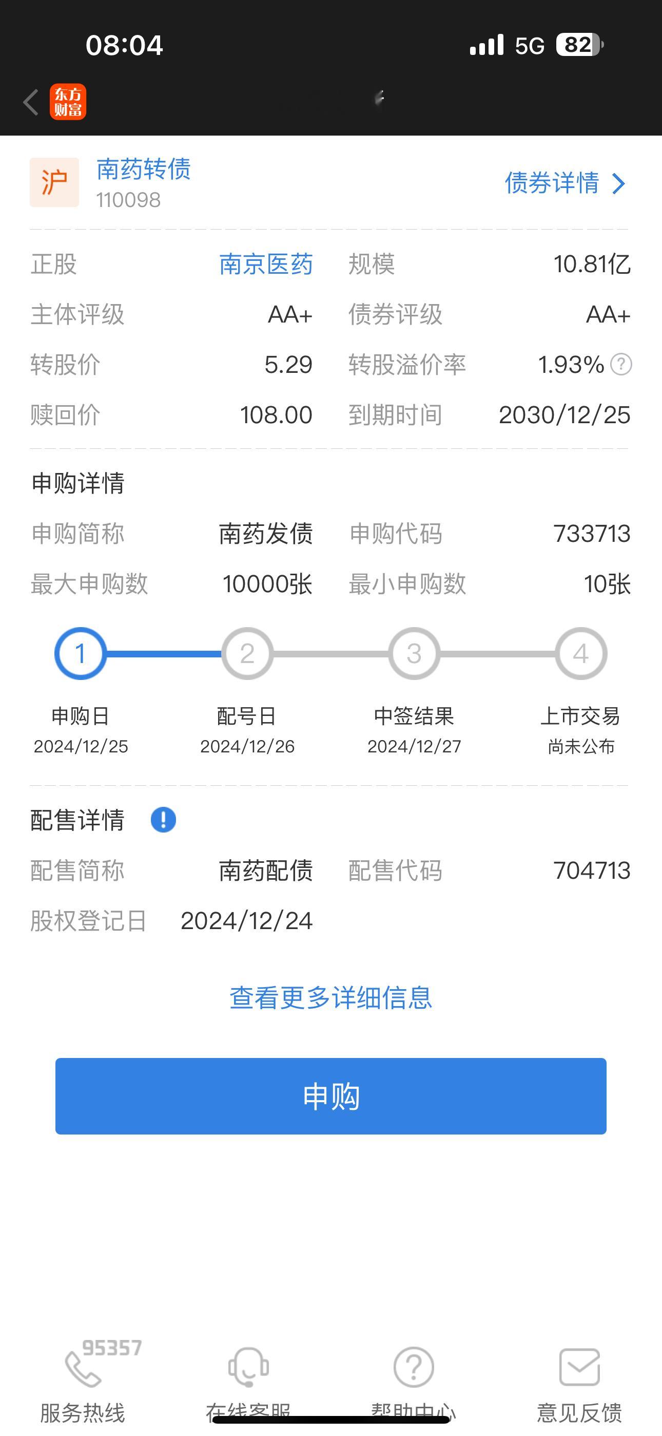 今日申购提醒  南药转债 