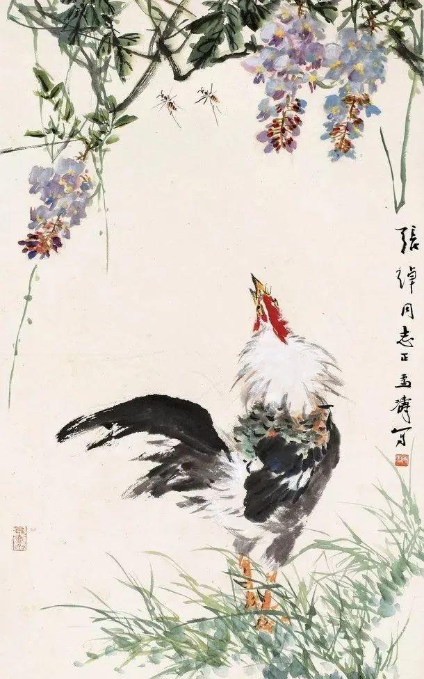 最美人间四月天，春暖花开为君来；王雪涛的紫藤大吉图:愿朋友们紫气东来，大吉大利！