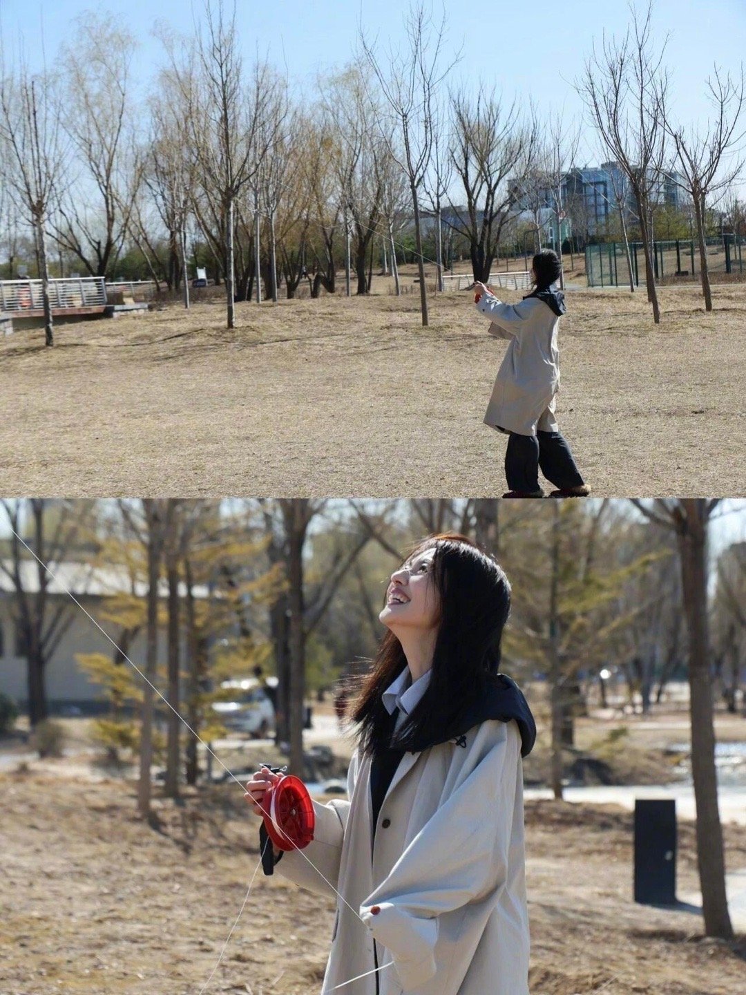 高圆圆来山东也爱吃大饼卷洋葱高圆圆放风筝隐藏高手 风吹乱头发也照样笑得明媚，这种