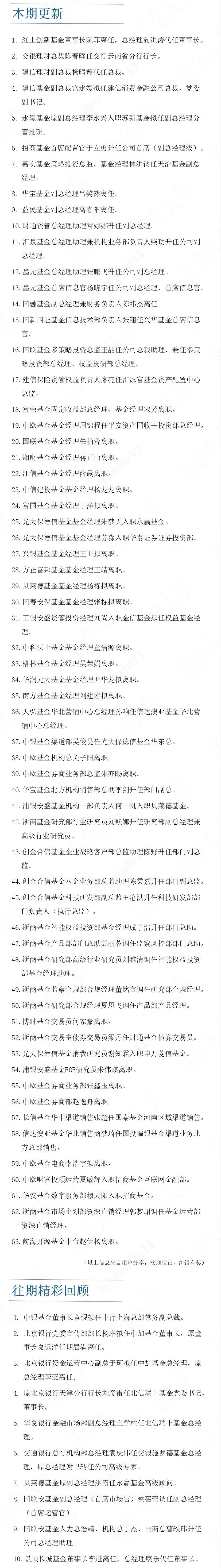 公募基金人事变动