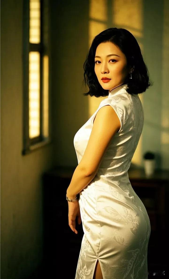 那旗袍，着实优雅。穿在熟女身上，尽显东方韵味。她静静站着，便自成一道风景。那曲线
