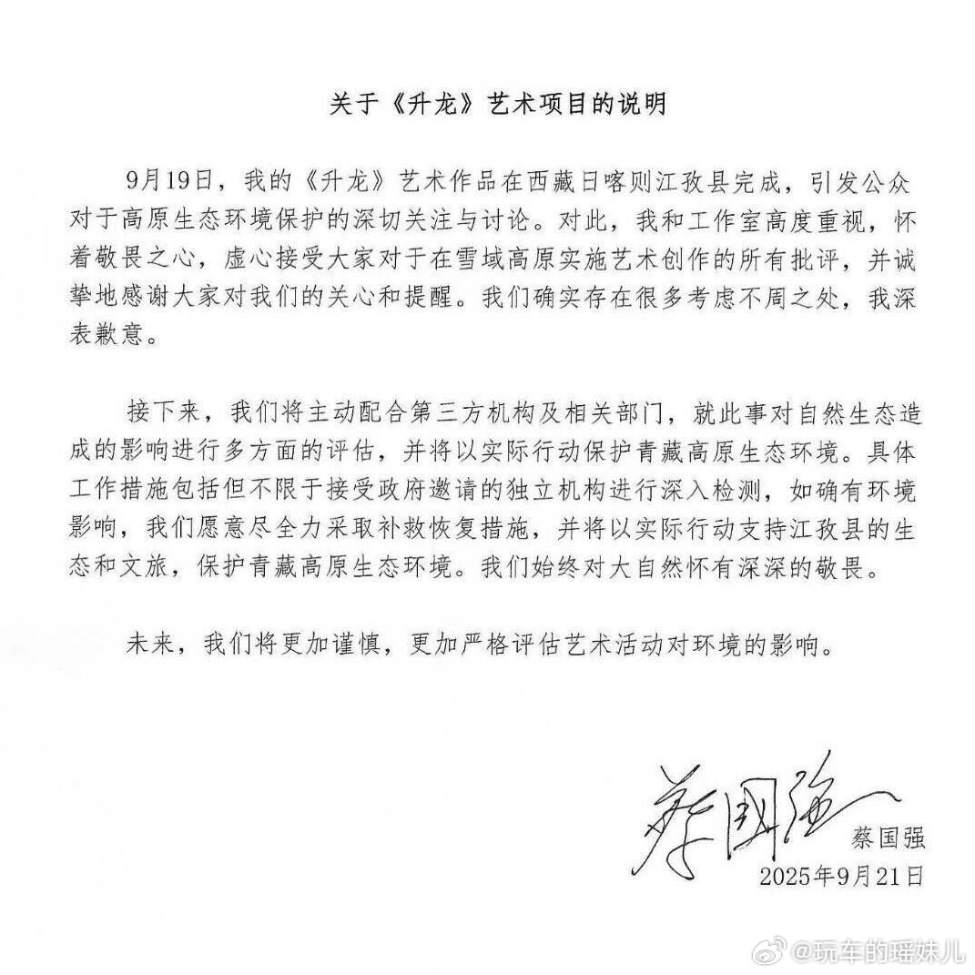 网上一边倒在喷但始祖鸟、蔡国强老师第一时间已经做了道歉，报批人是谁 为什么没站出