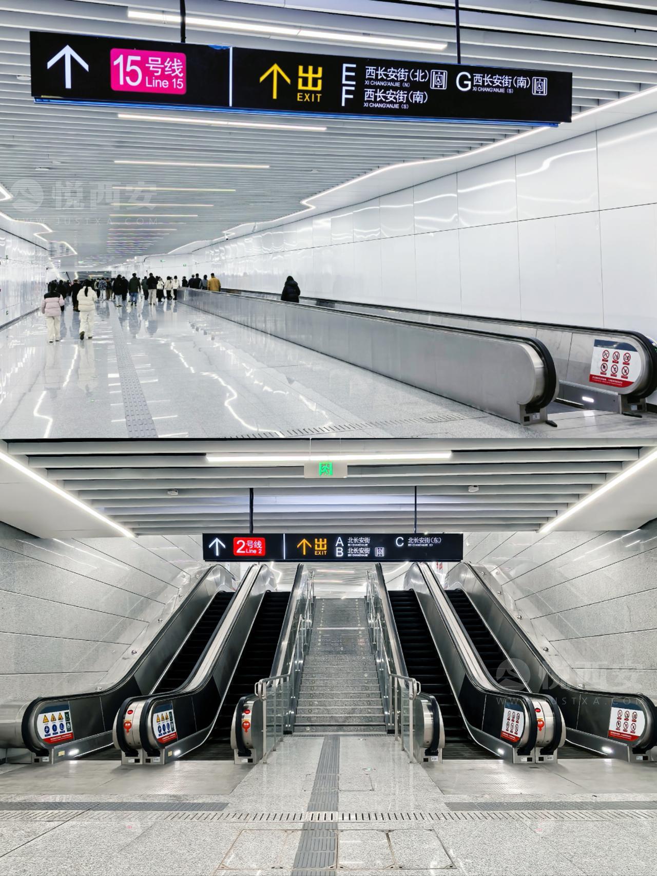 关于地铁15号线换乘那点事儿——航天城站2号线与15号线换乘为长通道形式，长度约