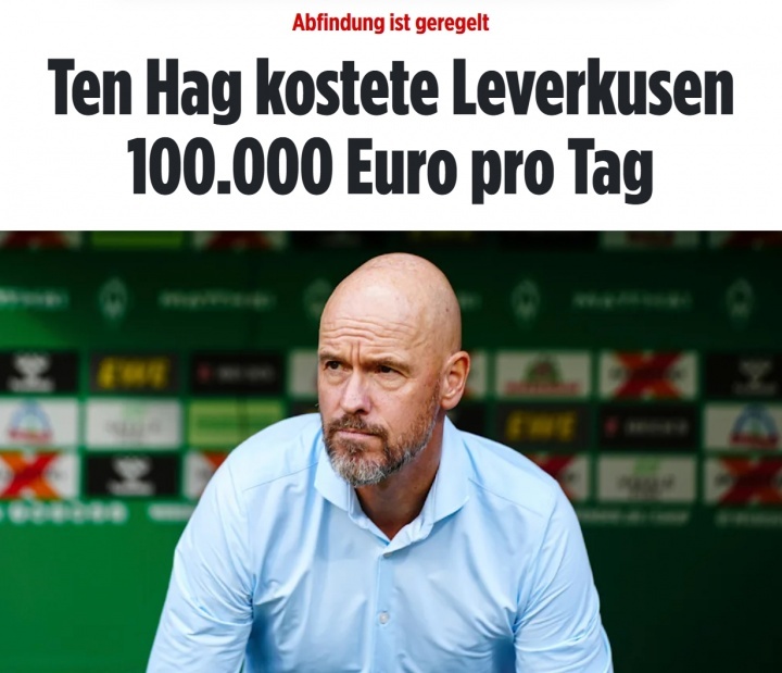 日入10万欧！#滕哈赫解约金500万欧# 两个月工资近100万欧💰勒沃库森官方