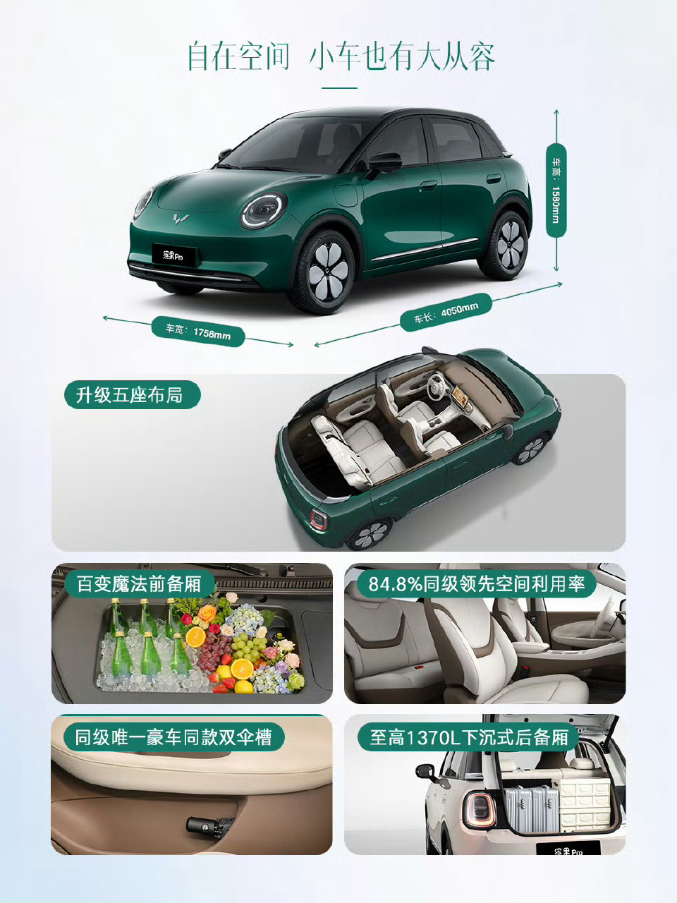 五菱缤果Pro正式上市，有一说一，这个绿色非常的“奥黛丽赫本”。官方指导价5.8