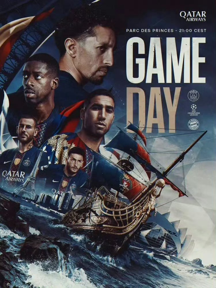 巴黎发布对阵拜仁首回合海报北京时间明天凌晨，巴黎圣日耳曼将在欧冠半决赛首回合比赛