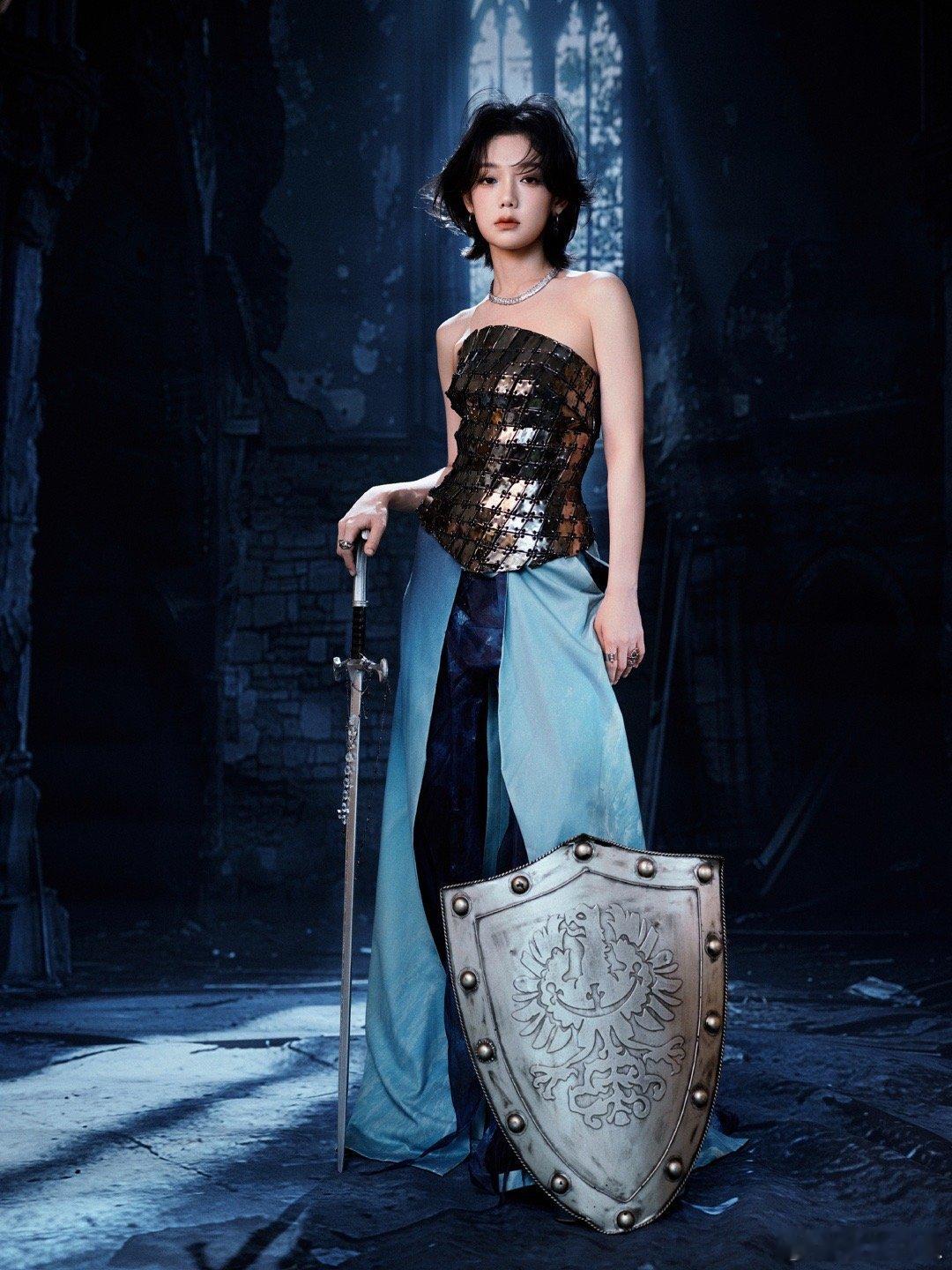 希林娜依高 女战士希林娜依高跨年高定战袍 一袭星海，惊艳众生。希林娜依高化身灵动