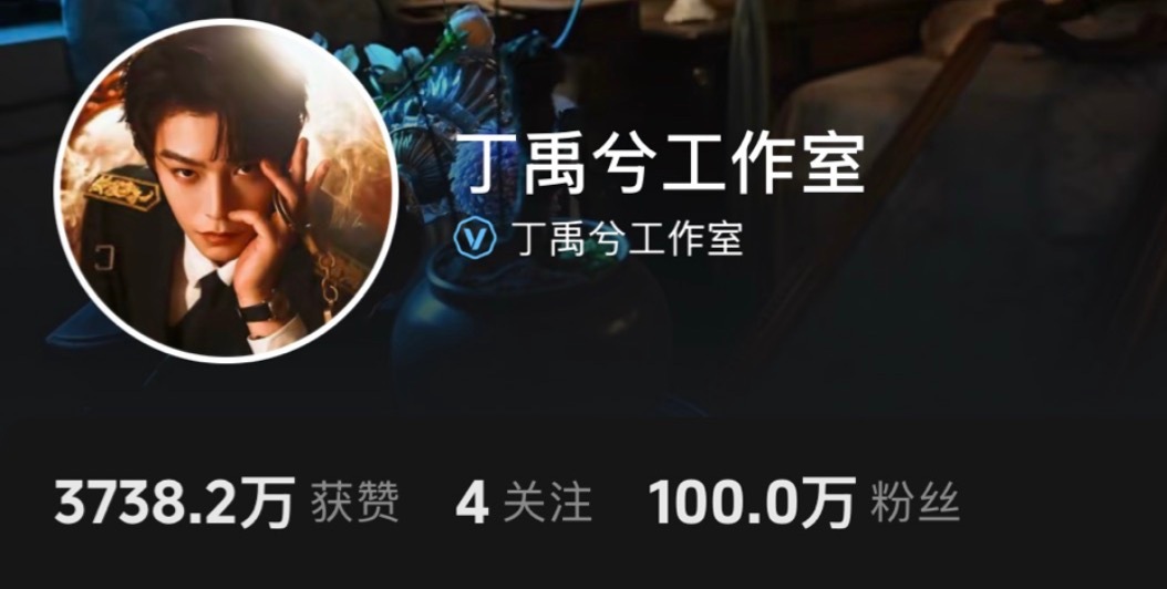 丁禹兮工作室抖音100万粉丝了 