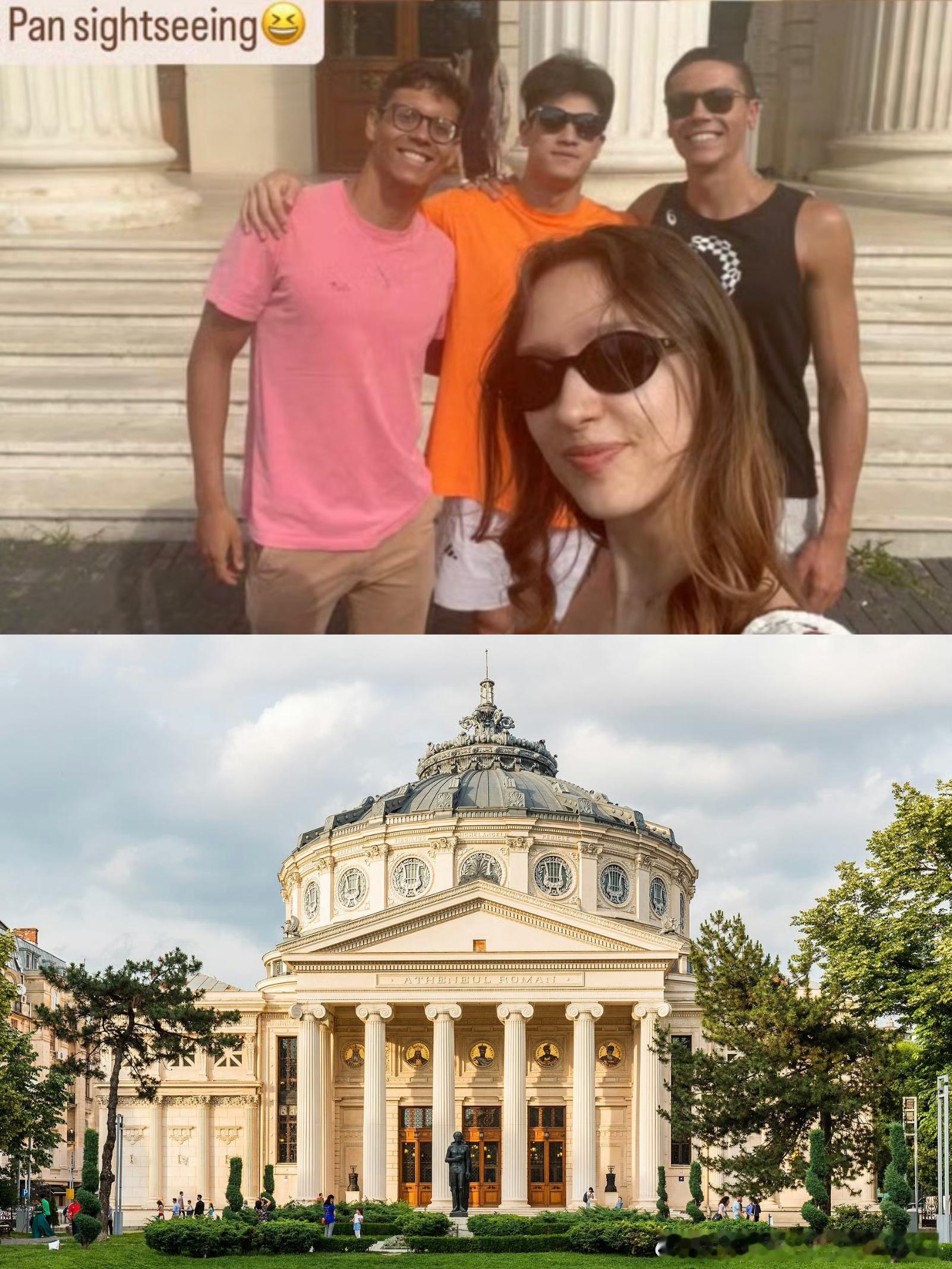 罗马尼亚小情侣带潘乐🇷🇴city walk🏛️ 雅典娜神庙🍦 1947 