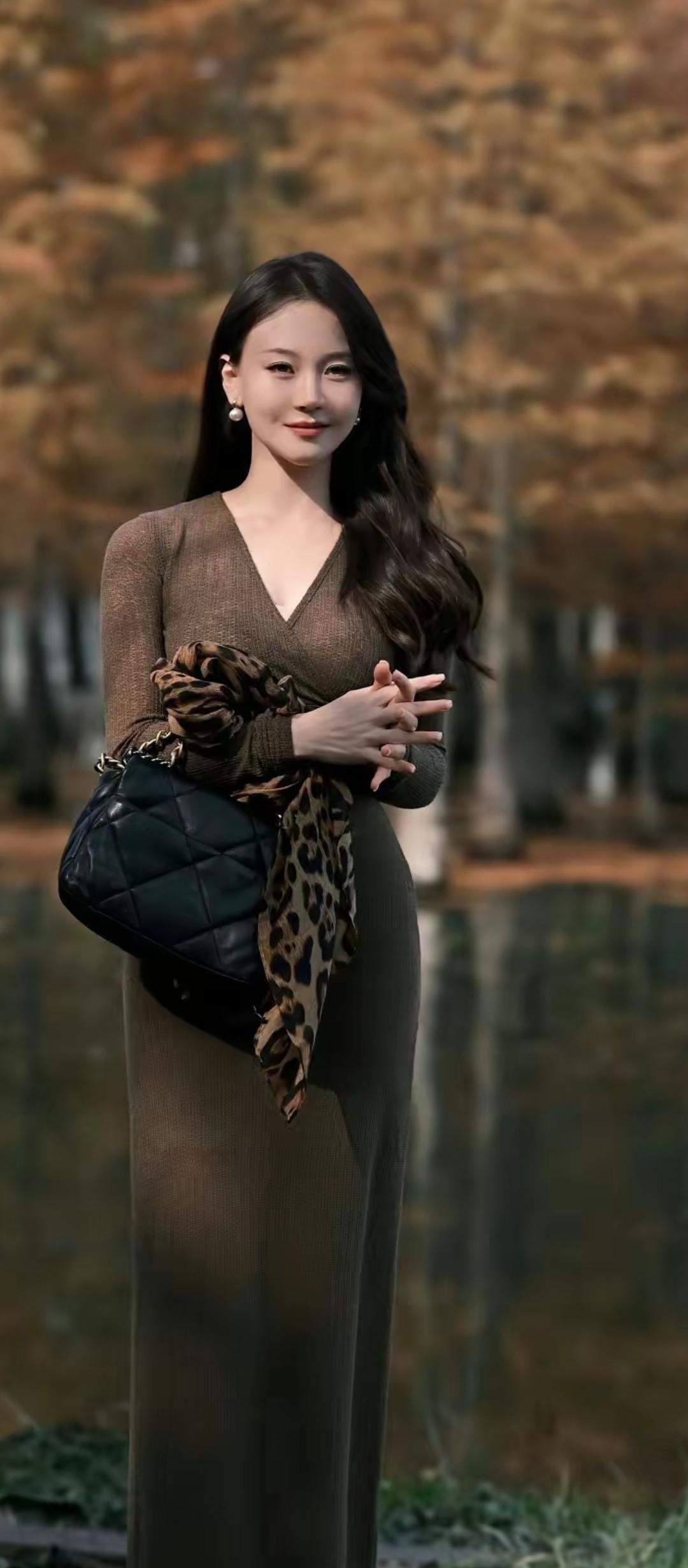 秋日暖阳下，优雅女神的迷人微笑