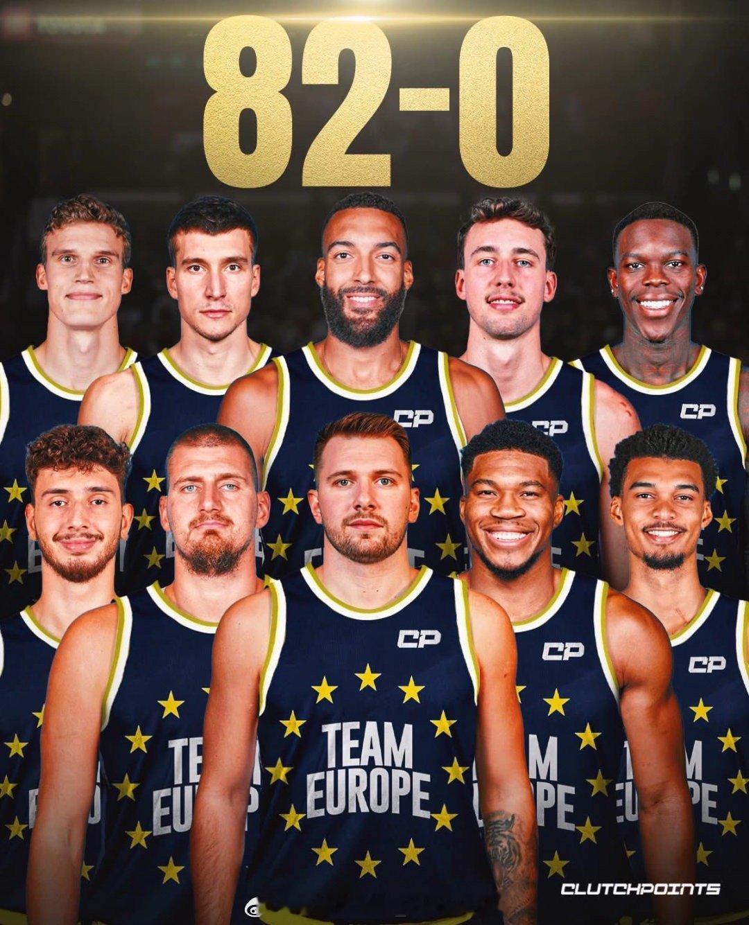 美国篮球媒体做的这个图有意思：欧洲球员组成的这个阵容在NBA会不会赛季全胜？ ​