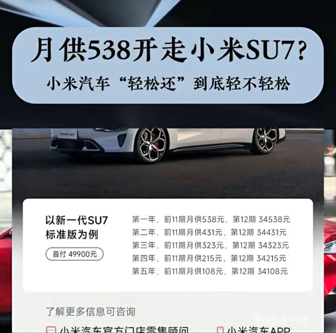 要买车吗？现在车价直奔几十万，分期是不是怕还不上？没事，雷军雷总给你们提供了好方