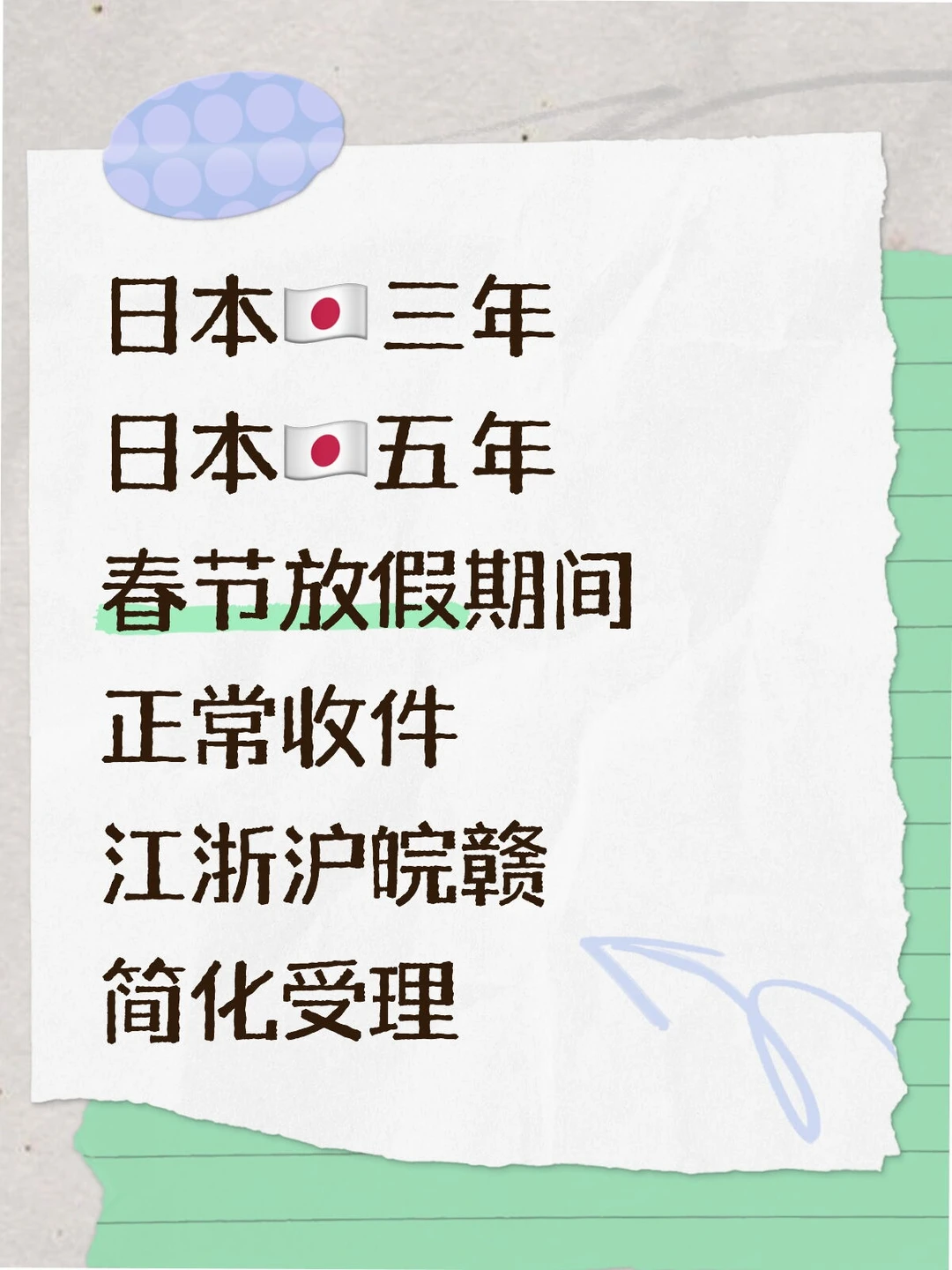 春节日本三年五年多次，正常收件