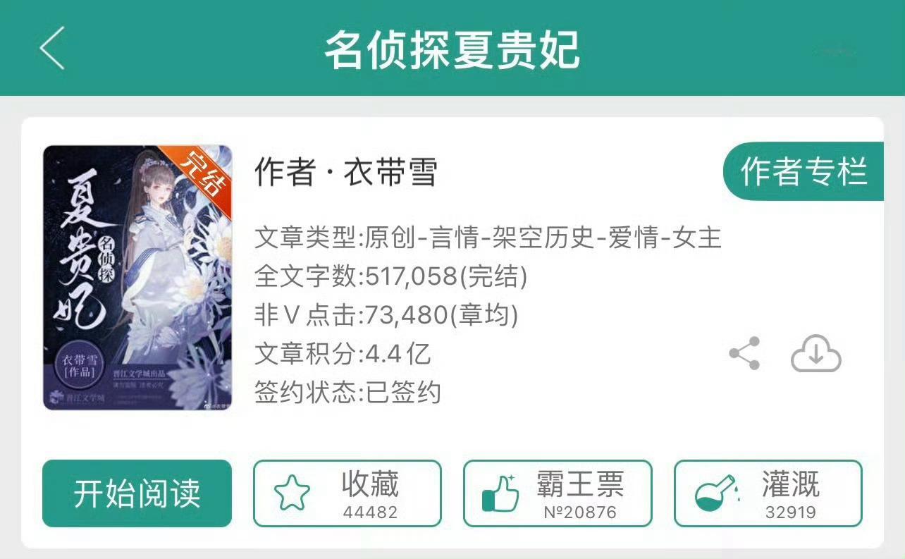 小说推荐：《名侦探夏贵妃》 作者:衣带雪简评：探案一流夏贵妃vs深情小狼狗皇帝，