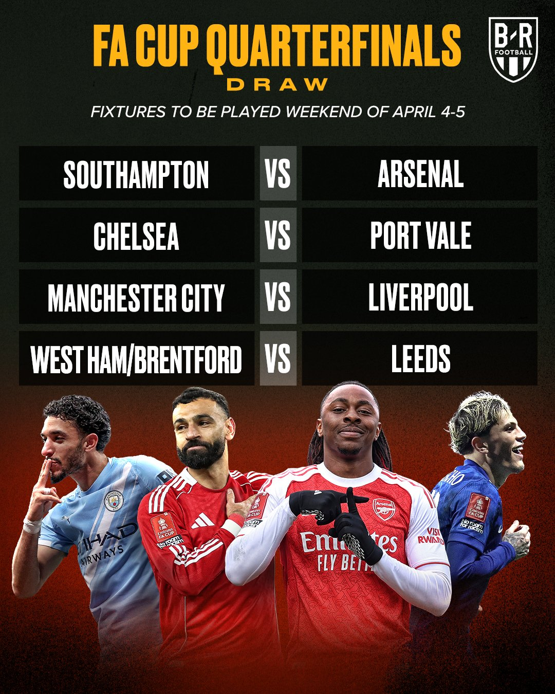 英格兰足总杯1/4决赛的抽签结果已经出炉，曼城与利物浦狭路相逢。本次抽签嘉宾为乔