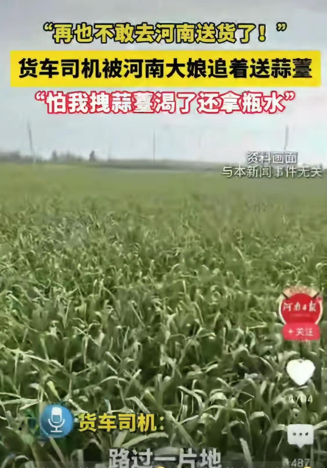 男子送货偷摘蒜苔被大娘追上，后续反转太暖心！

笑不活了！男子去安阳送货，路过一
