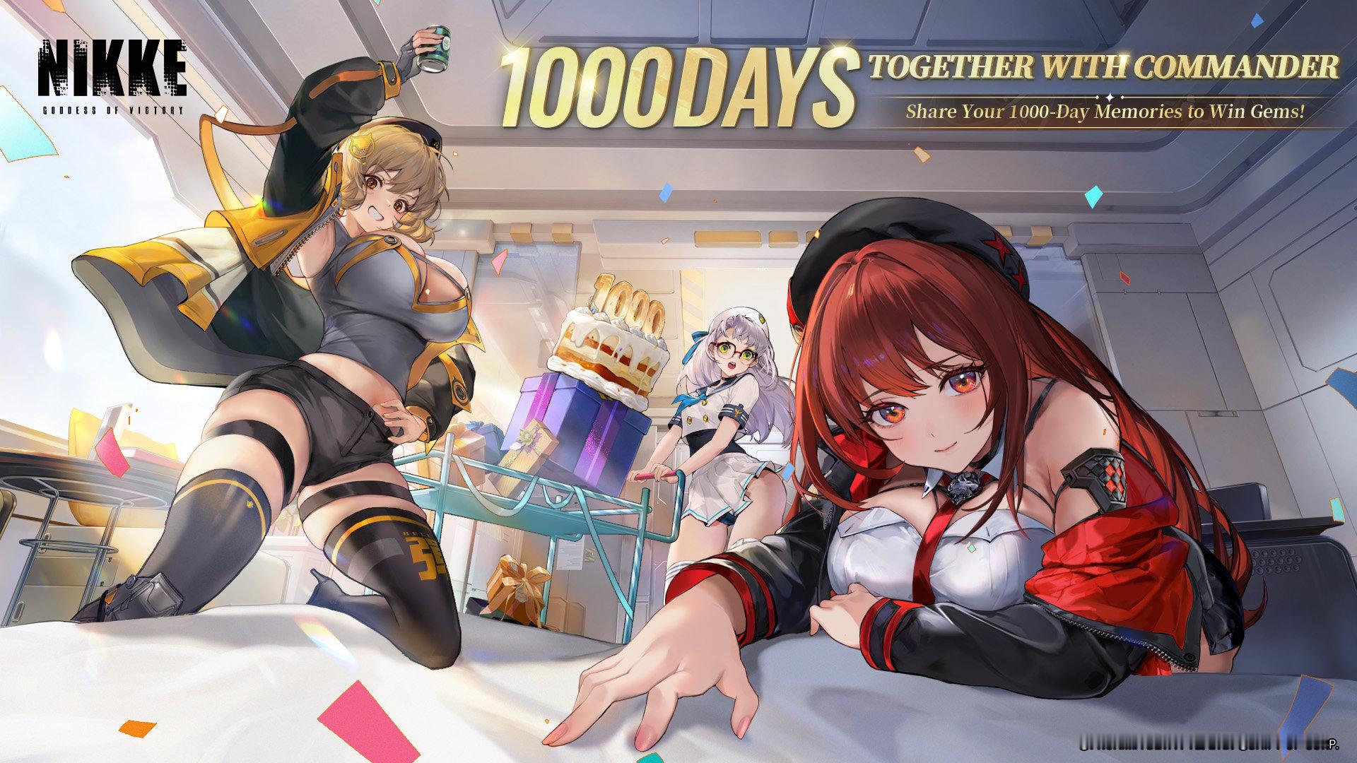 外服《妮姬：胜利女神》上线1000天纪念贺图，官方还推出了1000 天记忆报告专
