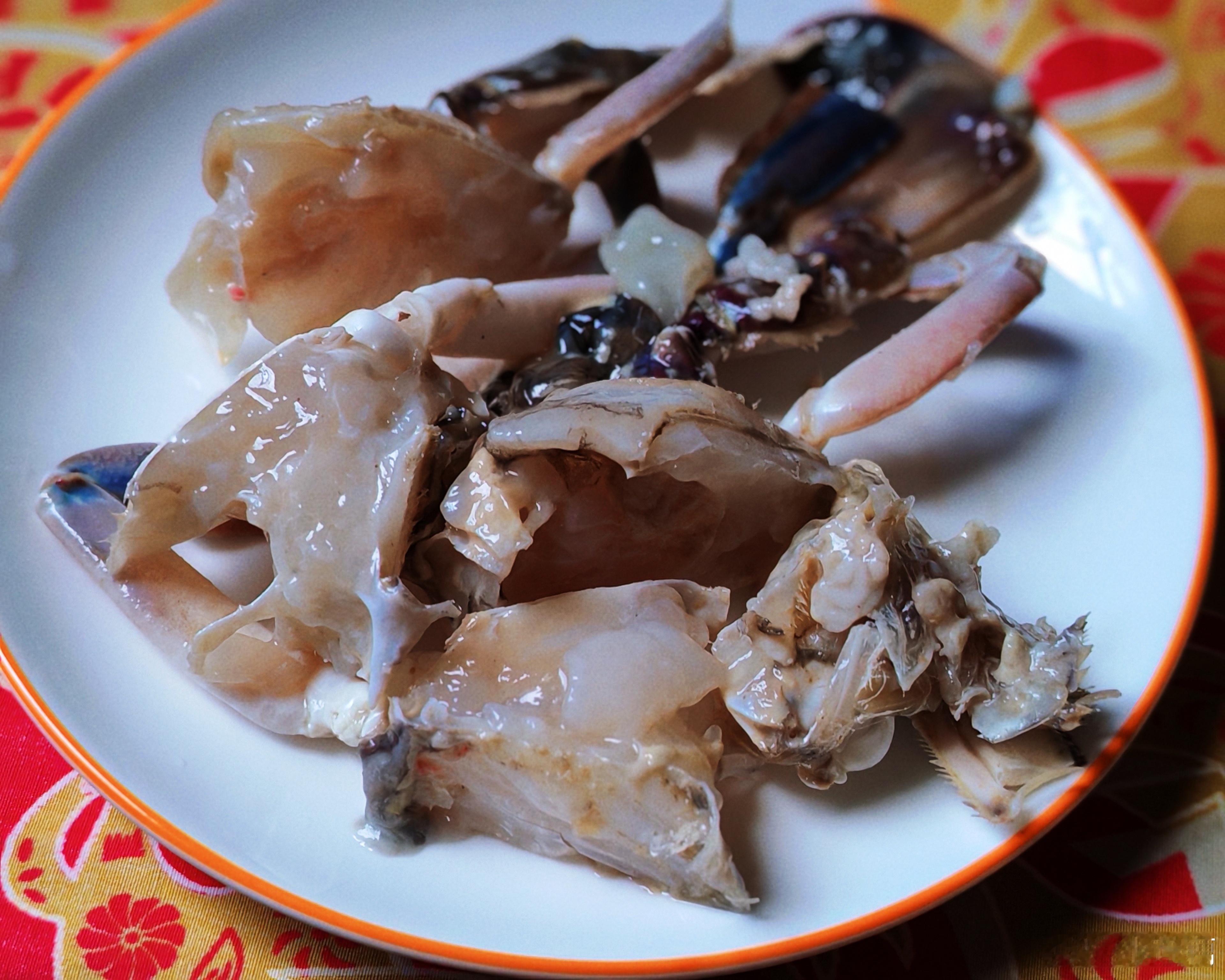 晚上吃我妈现做的蟹股，从小就好这一口。 ​​​