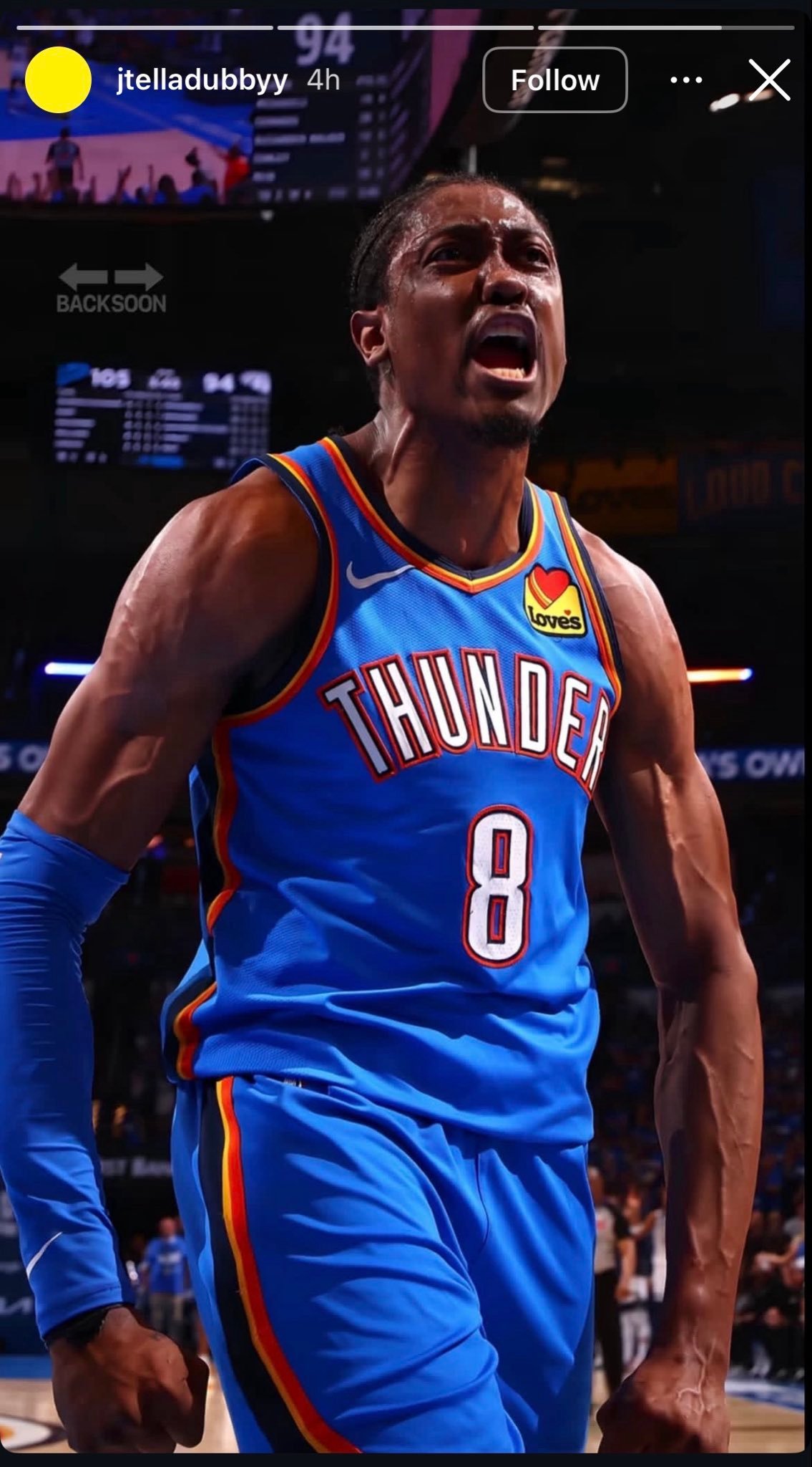 要来了？杰伦威廉姆斯晒照：back soon雷霆战胜篮网雷霆vs篮网雷霆