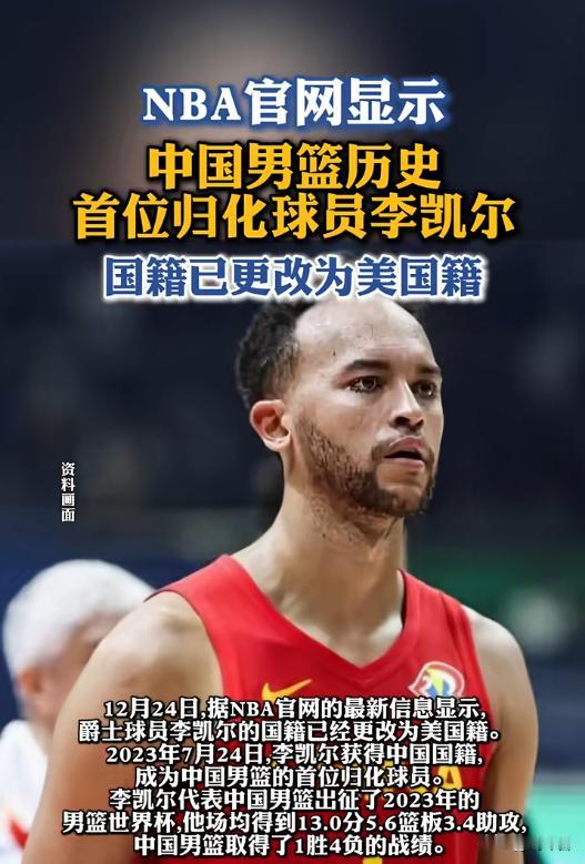 💥突发！李凯尔NBA国籍改回美国，中国男篮首位归化球员之旅落幕？
🔍悬念开头