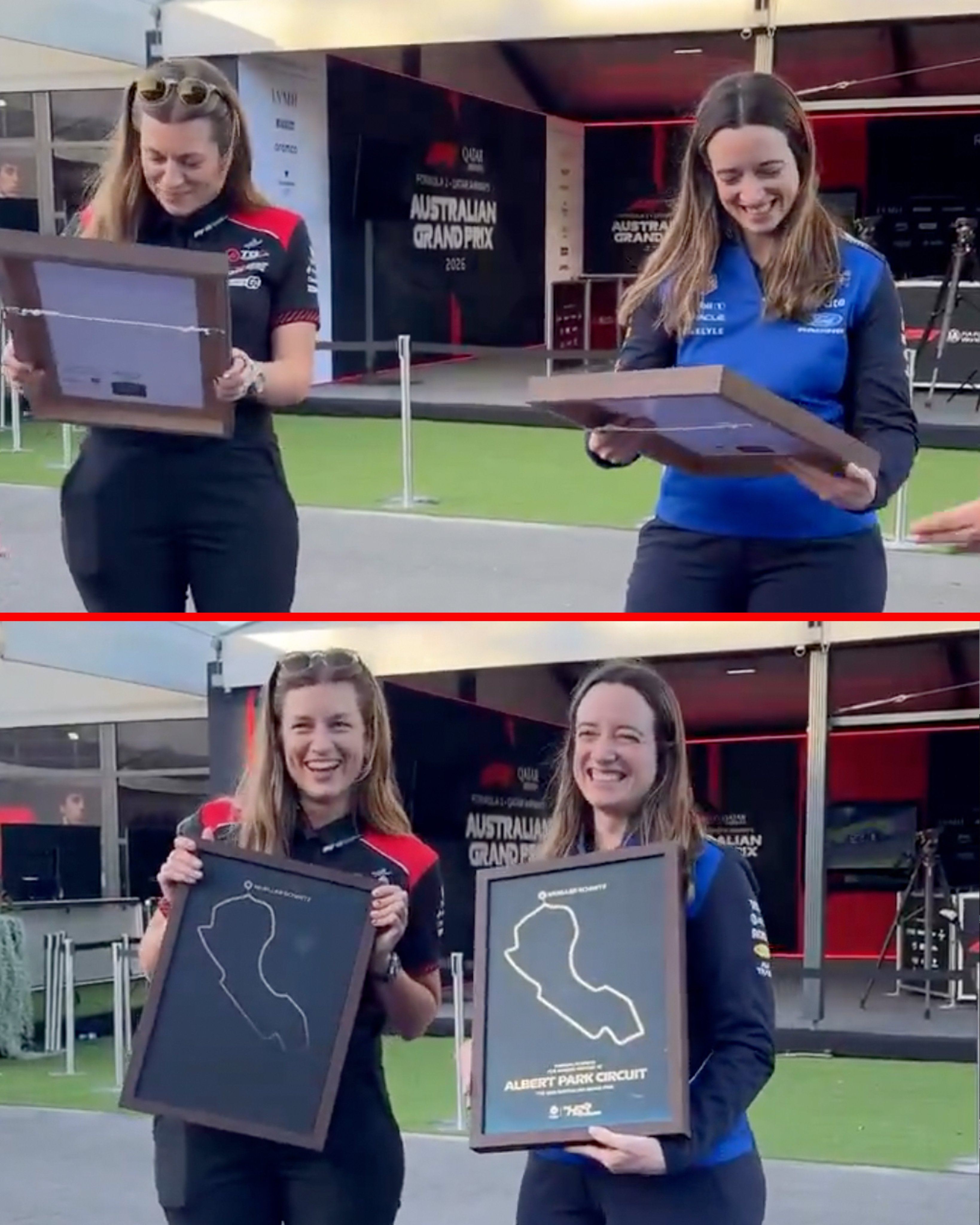 劳拉·穆勒和汉娜·施密茨领取了她们的弯角名纪念牌👏在今年赛事期间，阿尔伯特公园