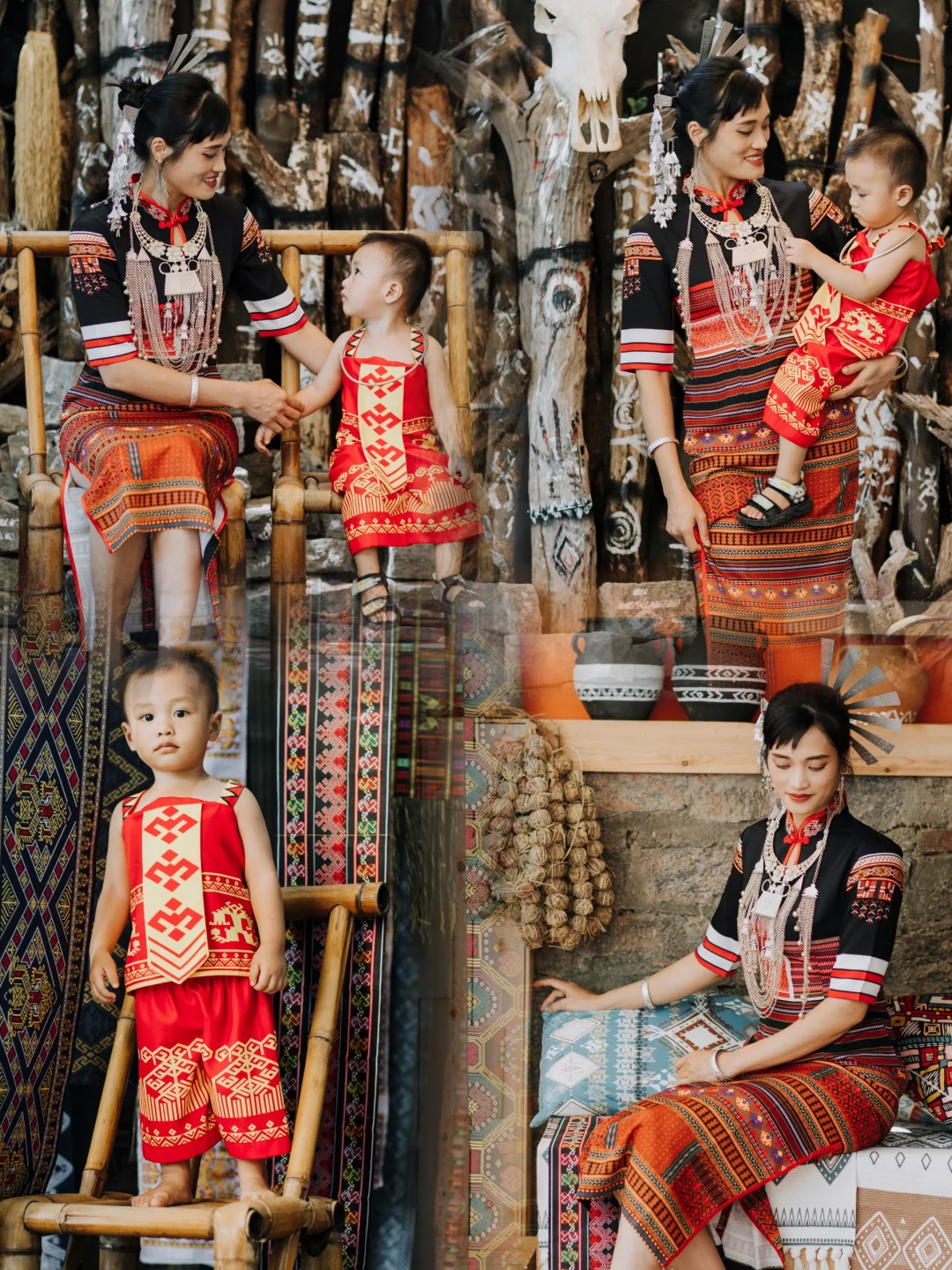 总算拍一组母子黎锦服装了😂😂
