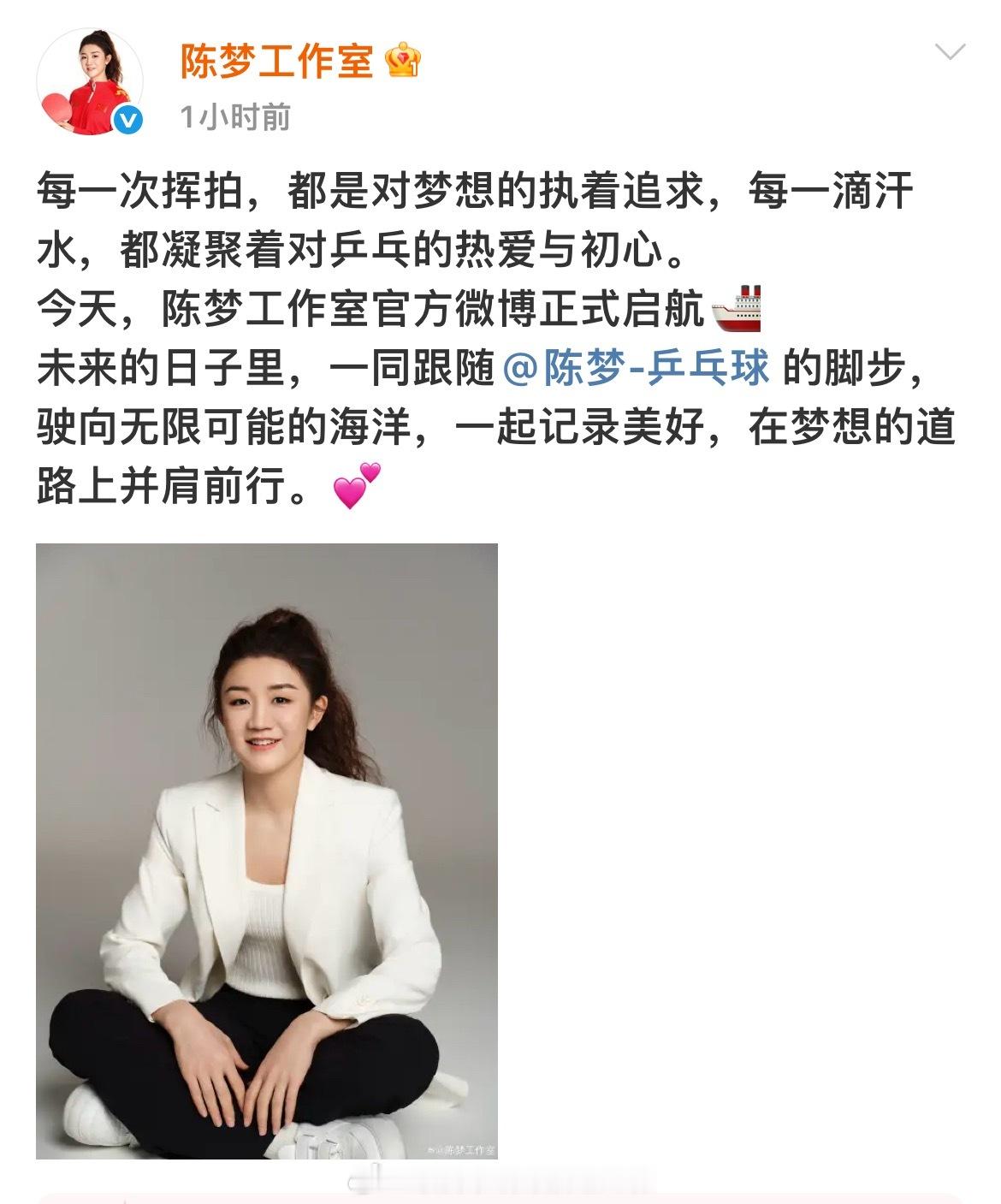 🚢启航陈梦工作室启航🎤：每一次挥拍，都是对梦想的执着追求，每一滴汗水，都凝聚