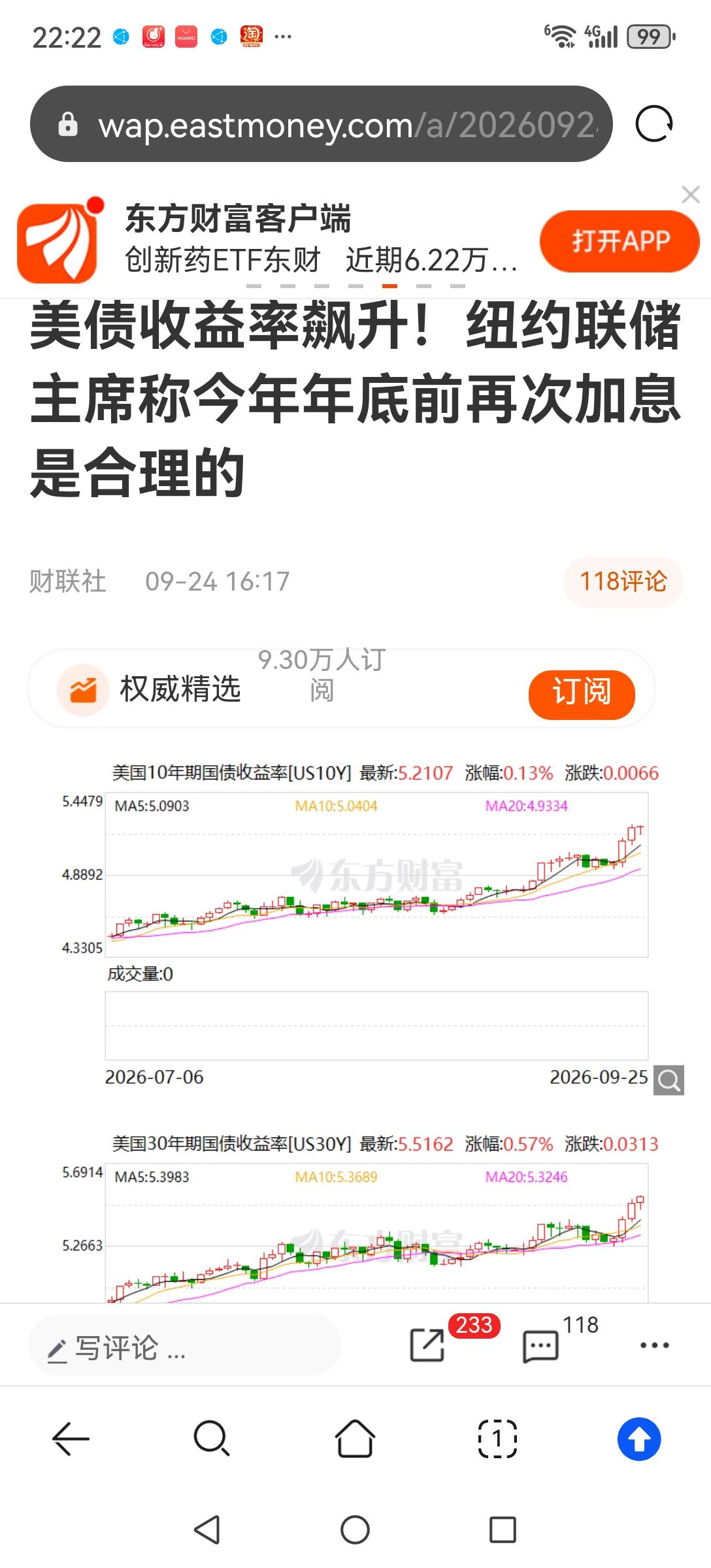 除非美股一直大涨，否则必大跌！因为美债年收益己超5%，投资美股必须每年收益稳稳超