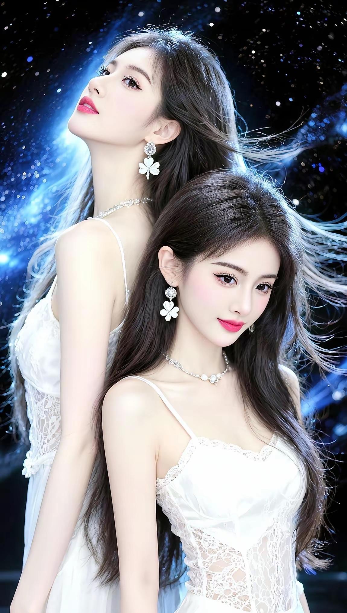 梦幻星空下的仙女姐妹，唯美动人！🌟✨