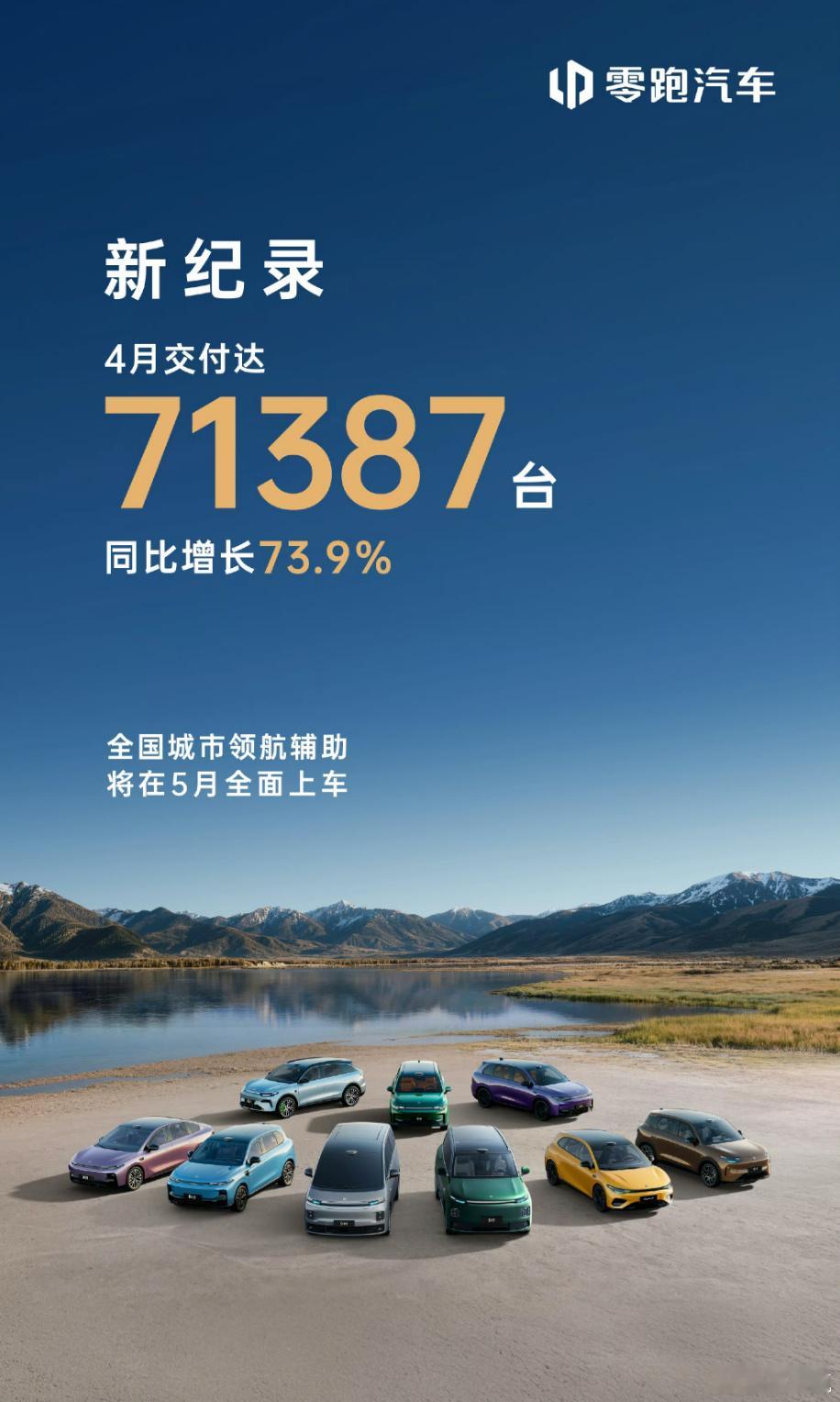 零跑四月份的销量有点离谱，高的吓人，71387台，创了新纪录。其实想想也挺有意思