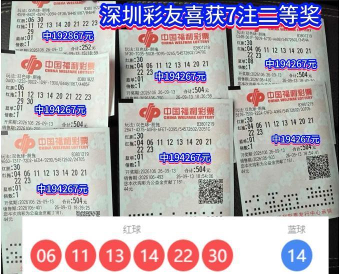 彩友斩获7注二等奖135万属实丰厚，7张票每张都精准定胆06 30非常毒辣，拖码