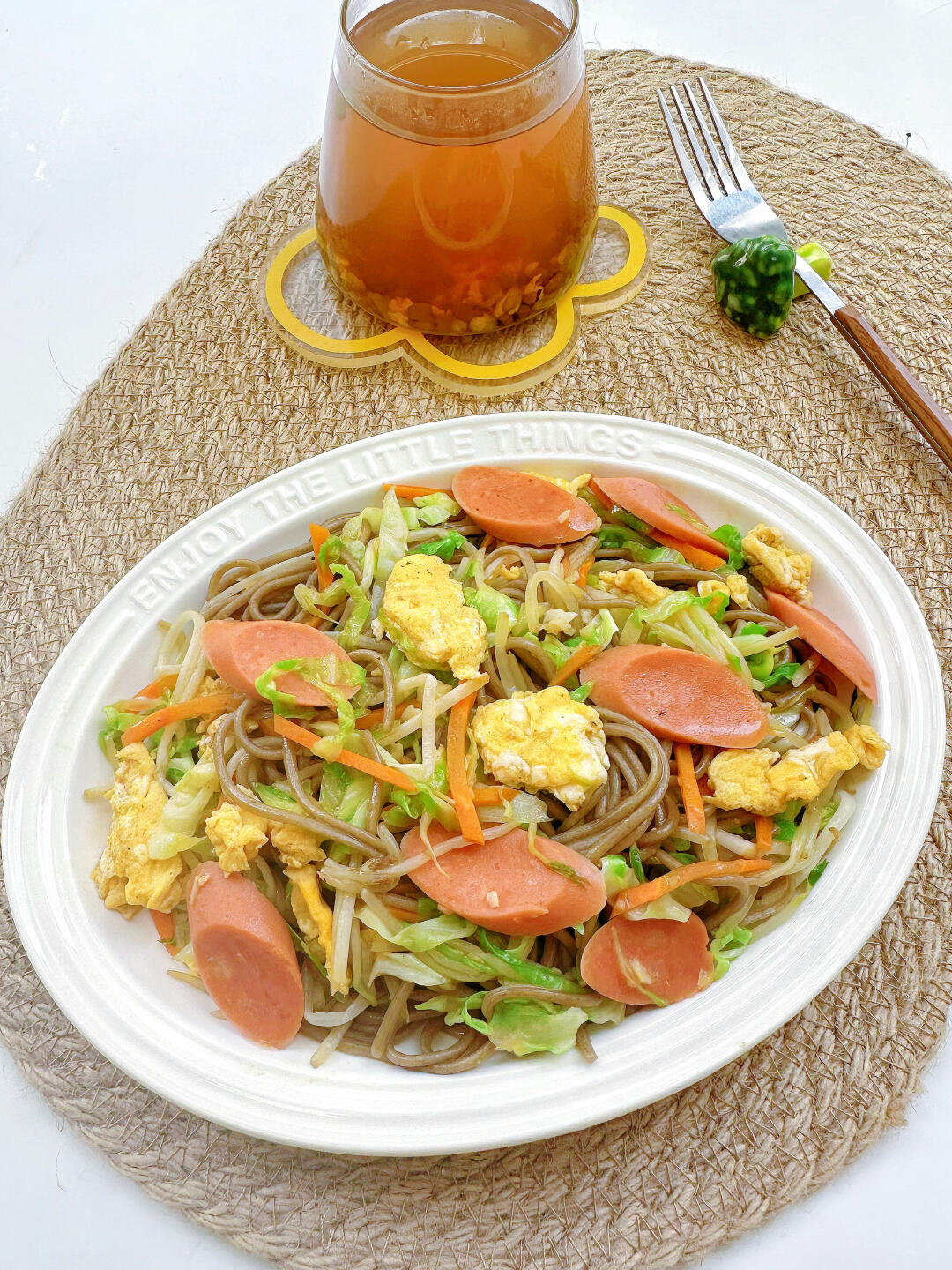 减脂期也可以吃的炒面🍜包菜火腿炒荞麦面