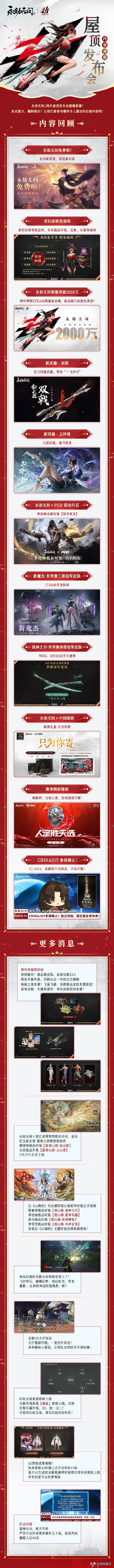 【《永劫无间》2周年屋顶发布会 最新信息一图流概览】今早10点，24工作室举办了