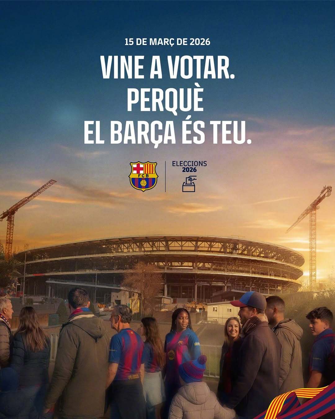 📣各位巴塞罗那足球俱乐部会员，我们诚挚邀请您于3月15日前来投票，共同决定巴萨