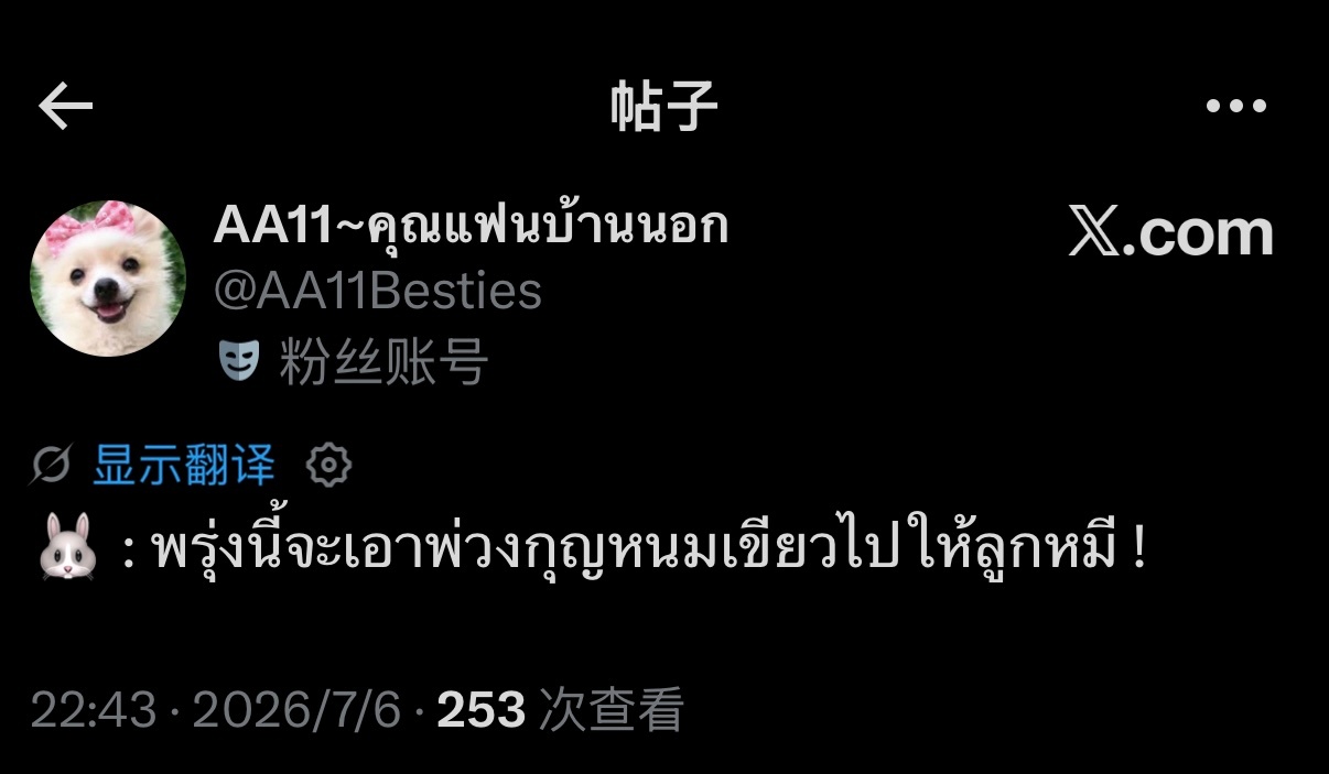 🐰：明天我要把nom的钥匙挂件带去给Lookmhee。 