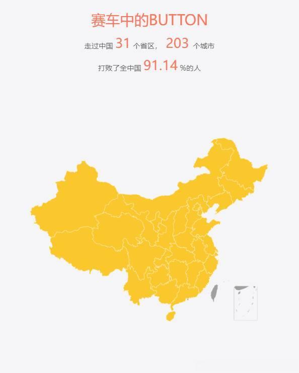 赛车中的BUTTON走过了祖国的这些地方：