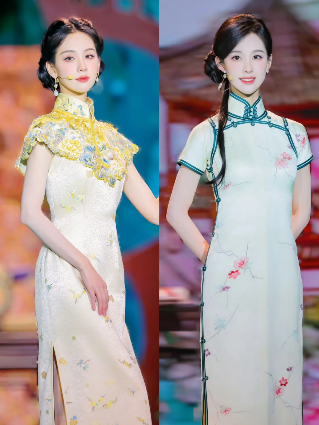 陈都灵央视春晚4套非遗旗袍，太适合她了