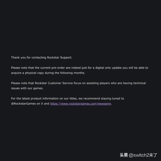 海外知名资讯账号 GTASixInfo 放出 R 星客服完整对话截图，披露《GT