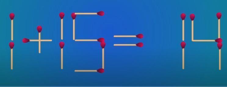 嘿，看这组火柴等式 “1 + 15 = 14”，显然不成立。
60 秒挑战开始！