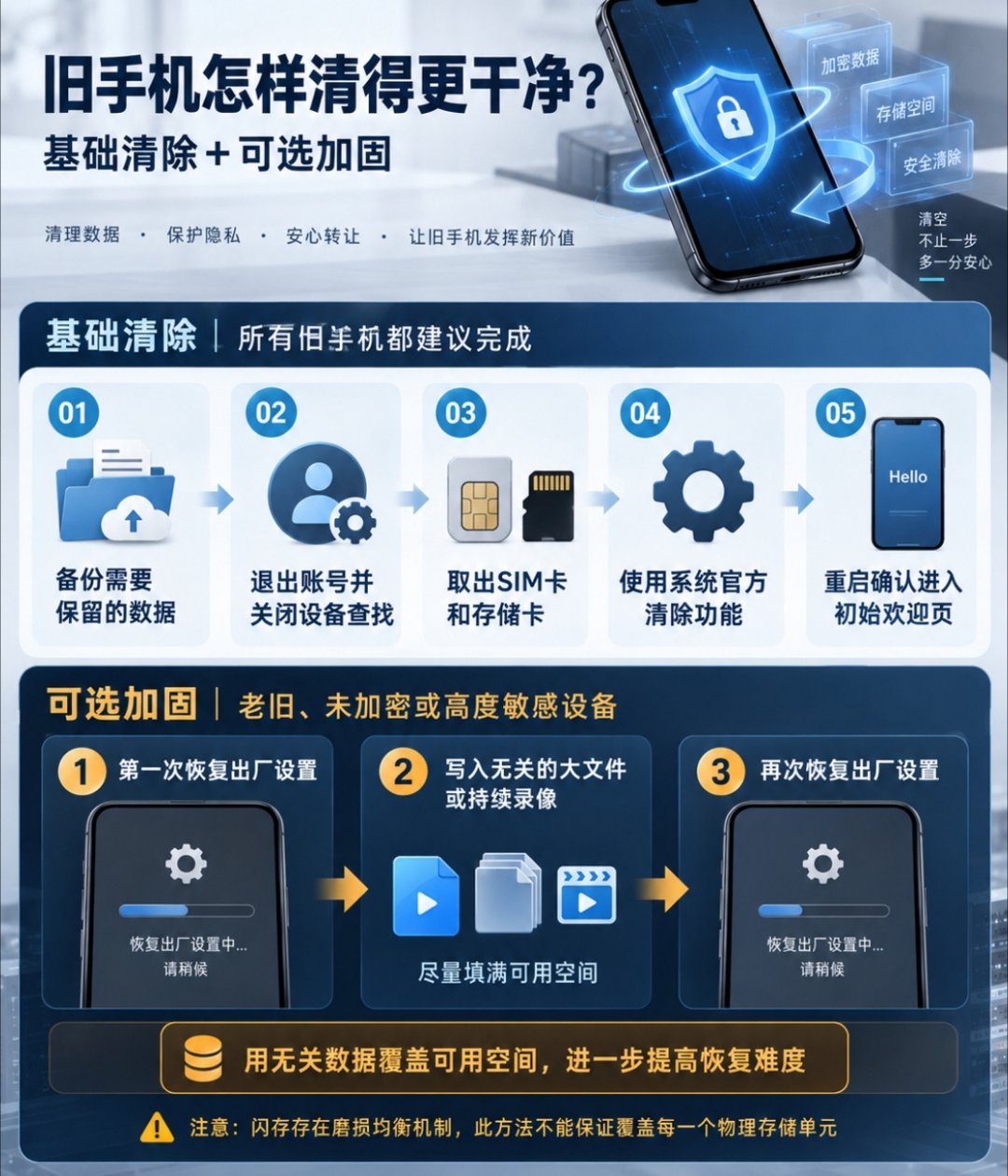 手机恢复出厂设置不等于清除数据 我的天，刚刷到原来恢复出厂设置根本删不干净，只是
